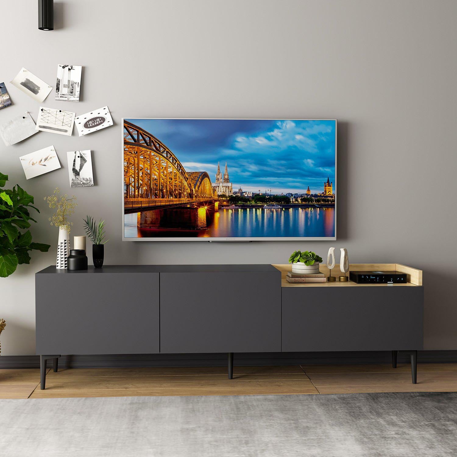 Mia - Anthracite in Anthrazit präsentiert im Onlineshop von KAQTU Design AG. Sideboard ist von Hanah Home