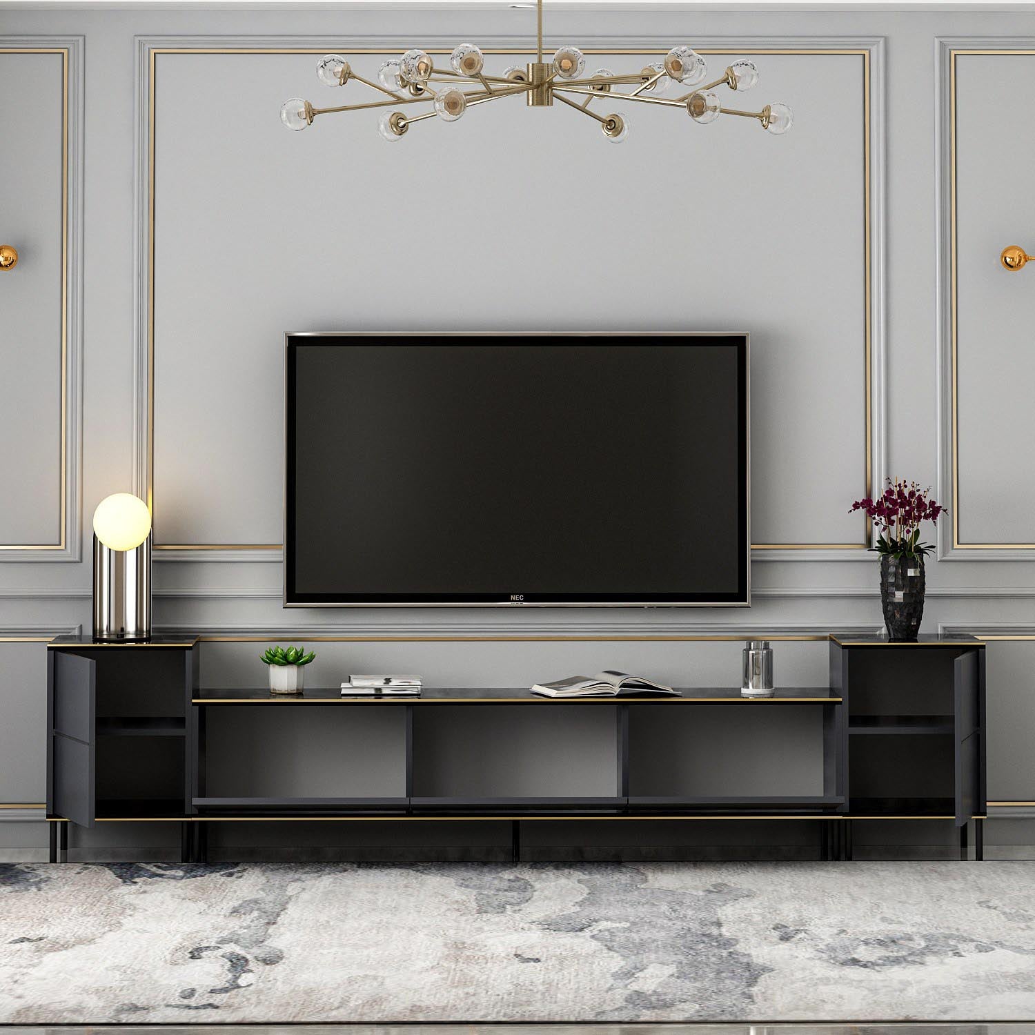 Imaj - Anthracite in Anthrazit präsentiert im Onlineshop von KAQTU Design AG. TV-Möbel ist von Hanah Home