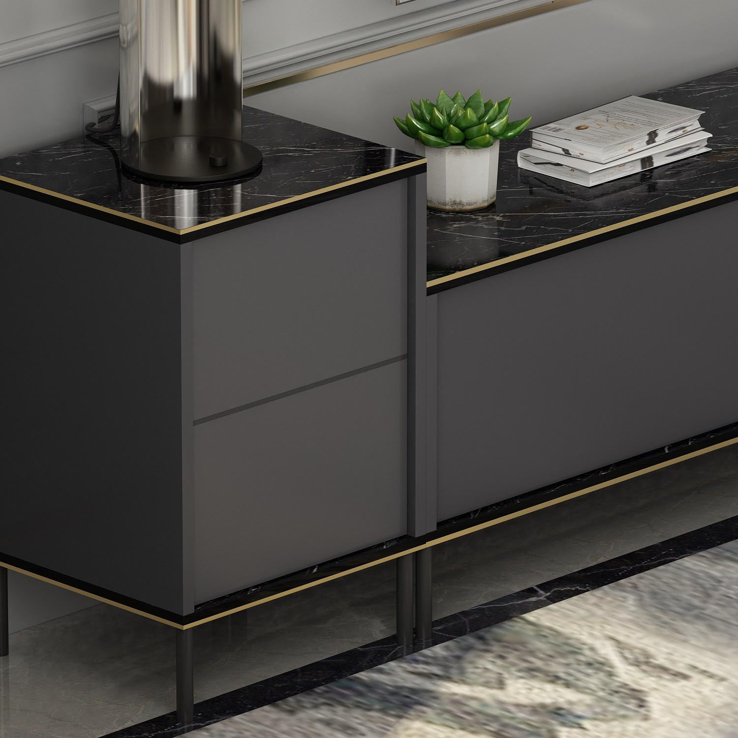 Imaj - Anthracite in Anthrazit präsentiert im Onlineshop von KAQTU Design AG. TV-Möbel ist von Hanah Home