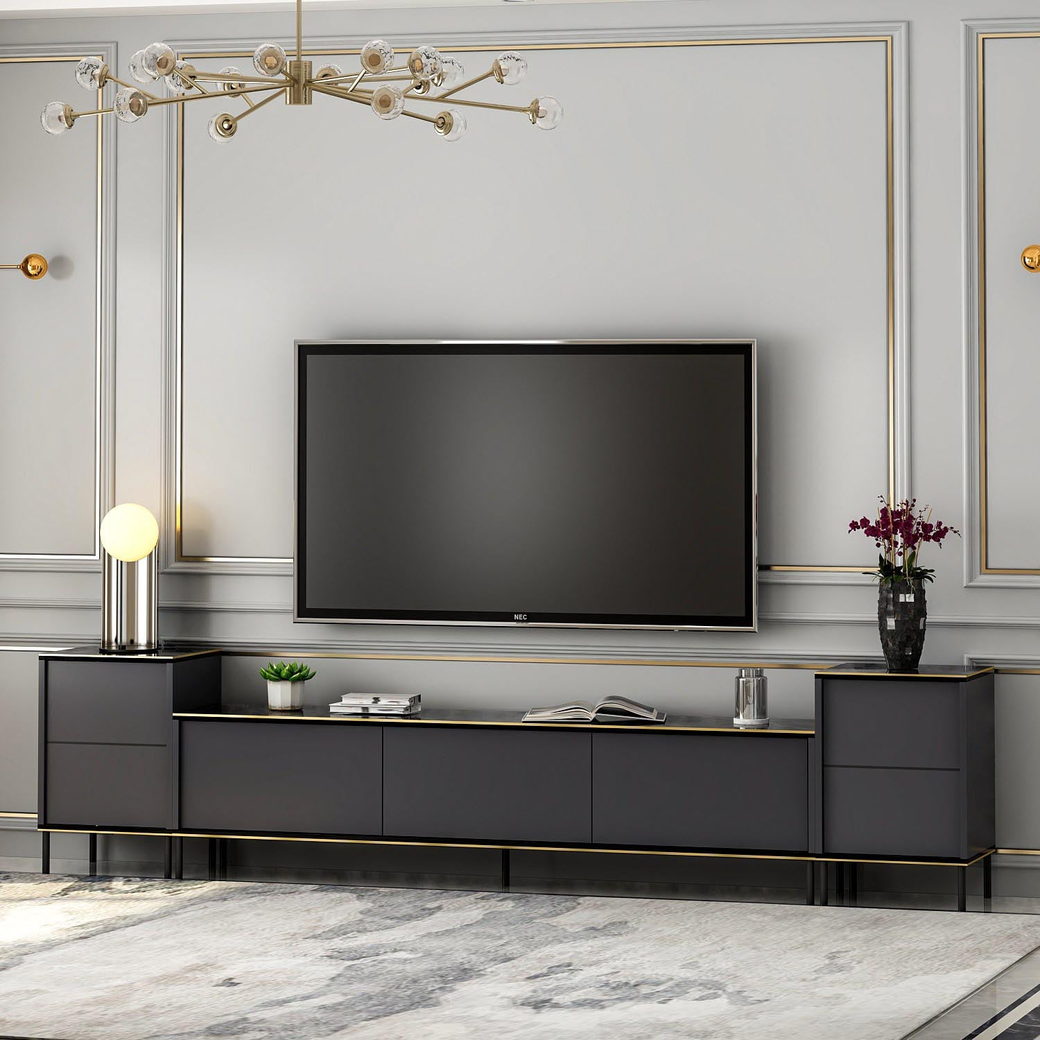 Imaj - Anthracite in Anthrazit präsentiert im Onlineshop von KAQTU Design AG. TV-Möbel ist von Hanah Home