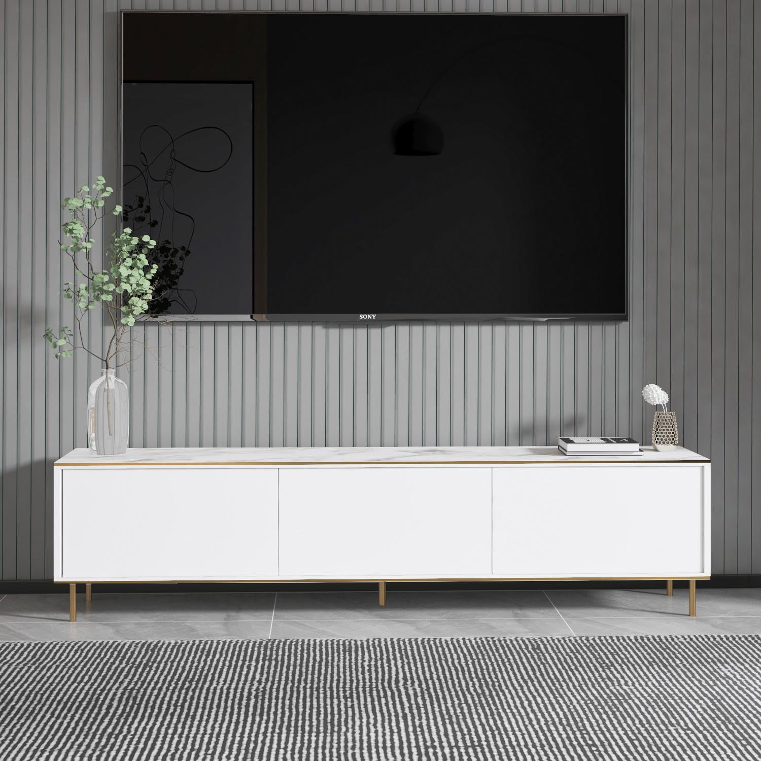 Imaj - Marble, White in Weisser Marmor Gold präsentiert im Onlineshop von KAQTU Design AG. Sideboard ist von Hanah Home
