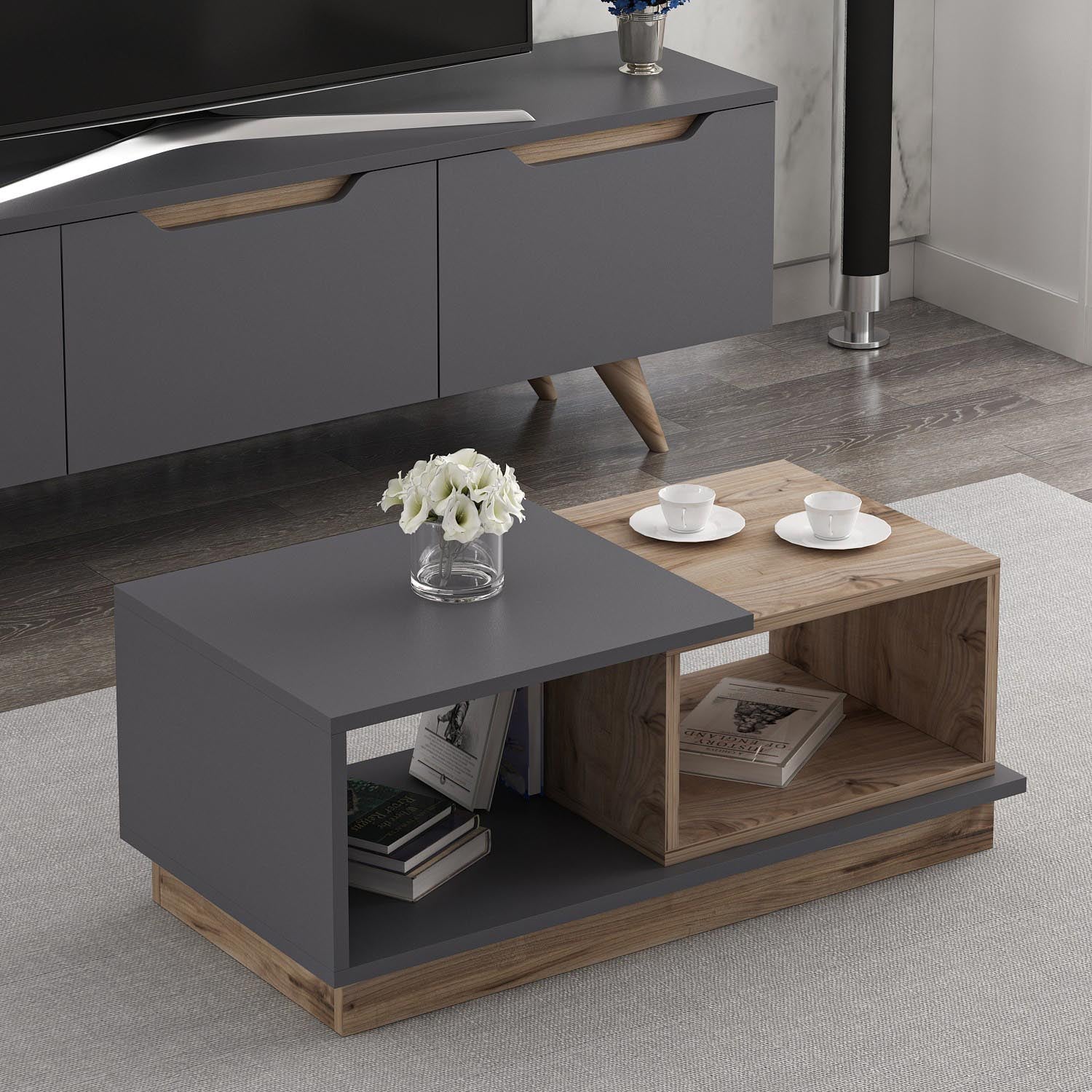 Consept - Anthracite in Anthrazit Eiche präsentiert im Onlineshop von KAQTU Design AG. Beistelltisch ist von Hanah Home