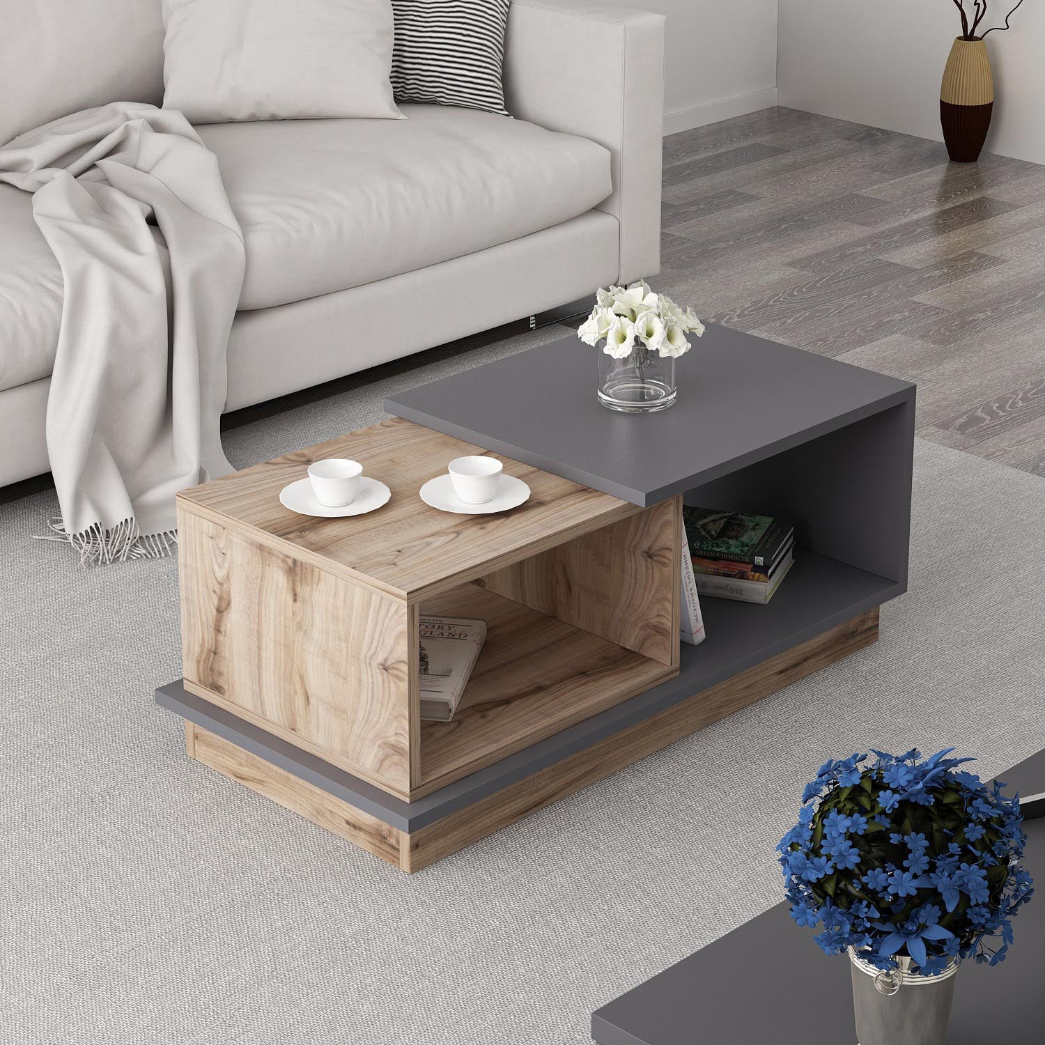 Consept - Anthracite in Anthrazit Eiche präsentiert im Onlineshop von KAQTU Design AG. Beistelltisch ist von Hanah Home
