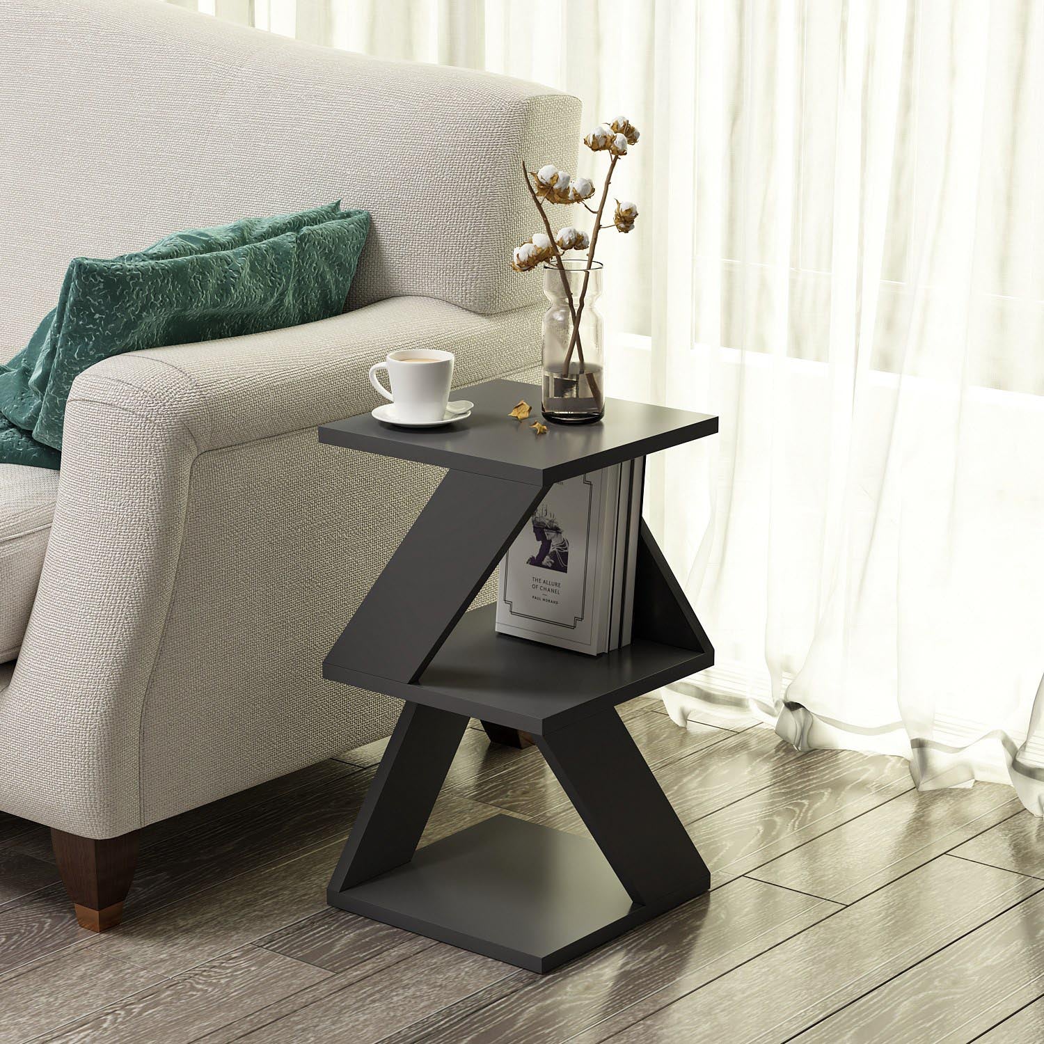Albeni - Anthracite in Anthrazit präsentiert im Onlineshop von KAQTU Design AG. Beistelltisch ist von Hanah Home
