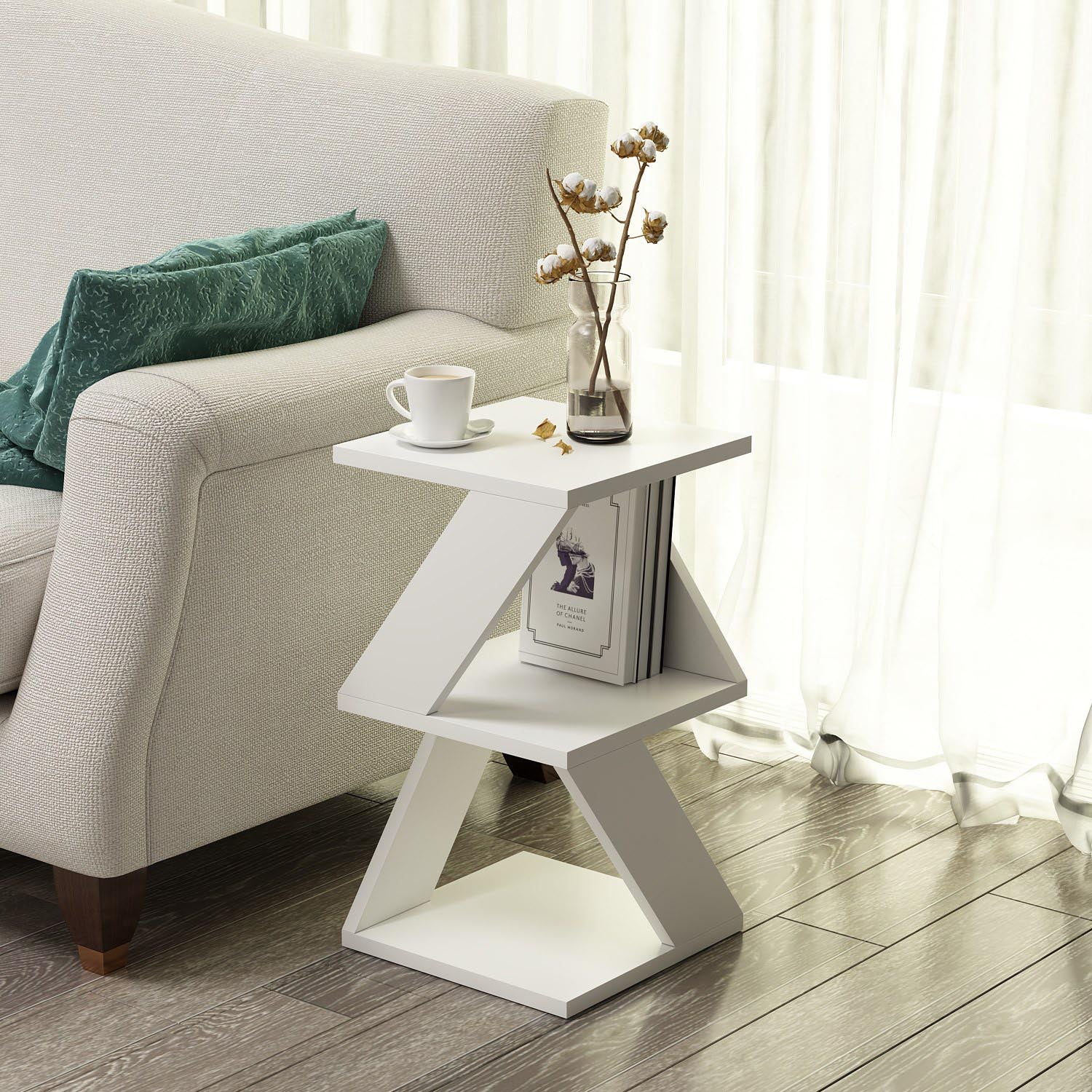 Albeni - White in Weiss präsentiert im Onlineshop von KAQTU Design AG. Beistelltisch ist von Hanah Home