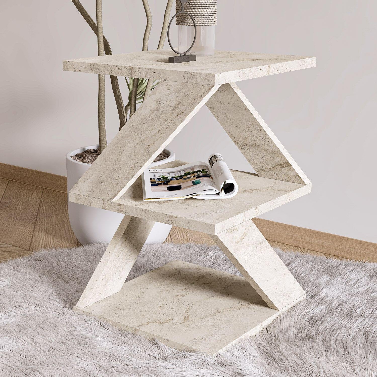 Albeni - Travertine in Travertin präsentiert im Onlineshop von KAQTU Design AG. Beistelltisch ist von Hanah Home