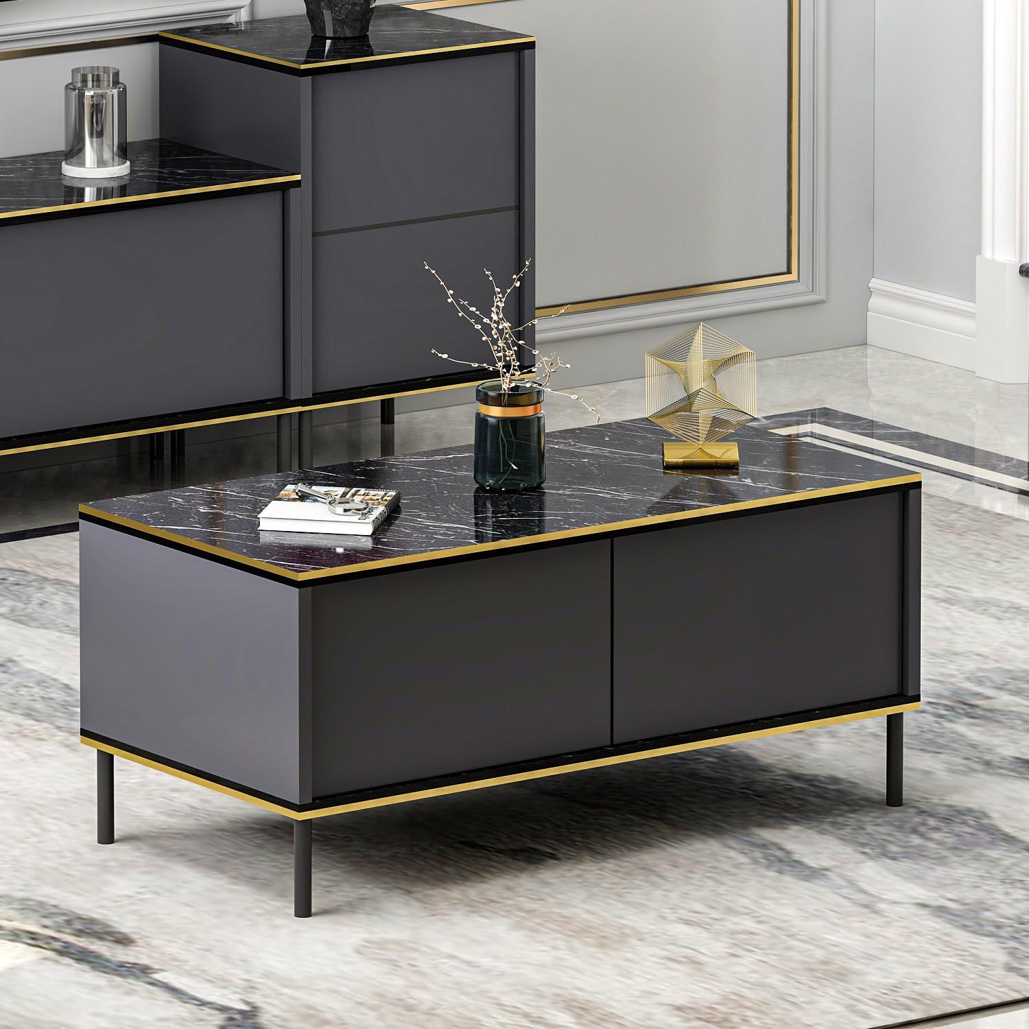 Imaj - Anthracite in Anthrazit präsentiert im Onlineshop von KAQTU Design AG. Beistelltisch ist von Hanah Home