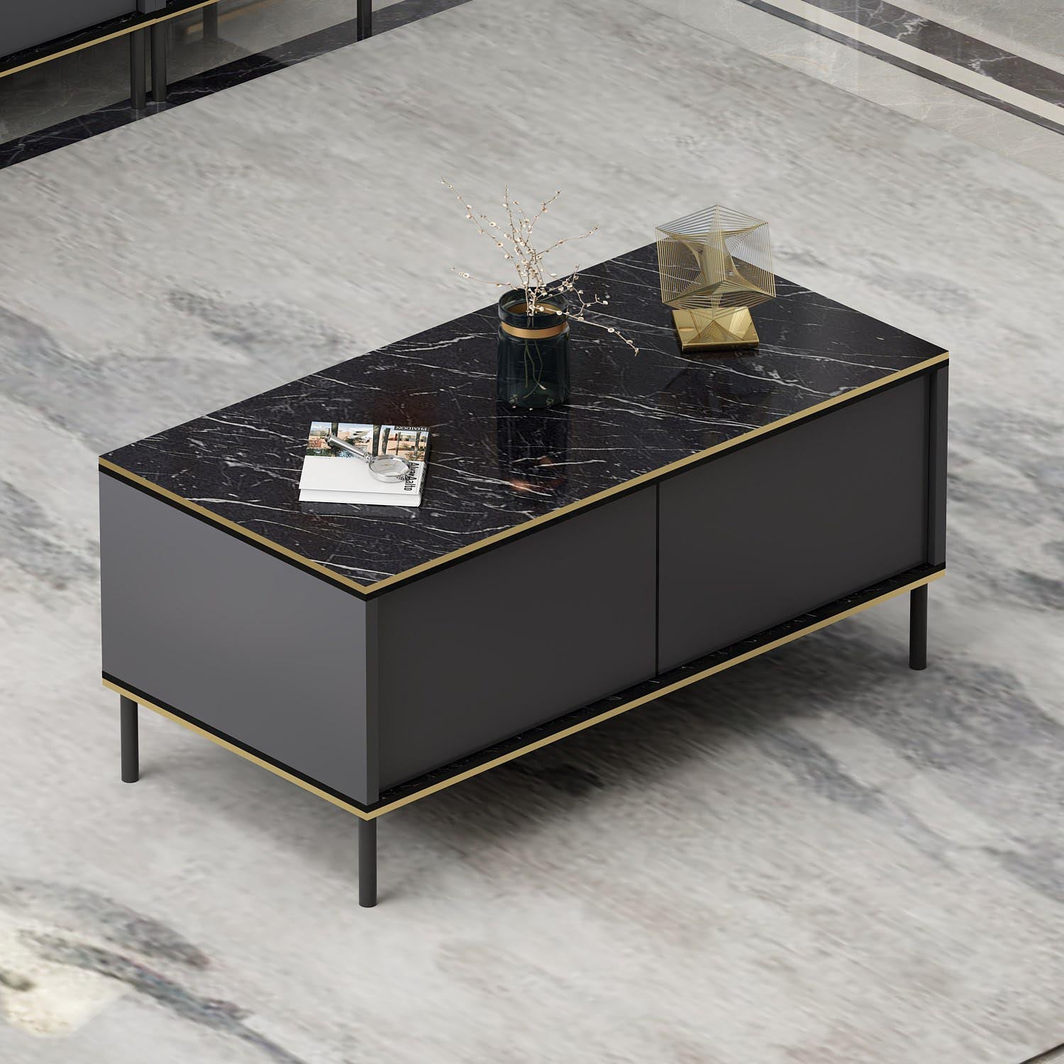 Imaj - Anthracite in Anthrazit präsentiert im Onlineshop von KAQTU Design AG. Beistelltisch ist von Hanah Home