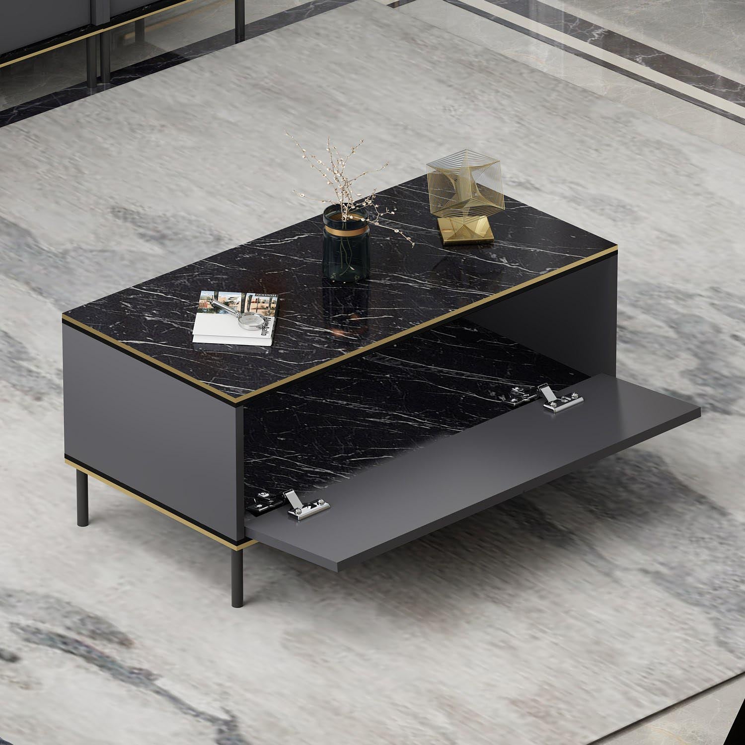 Imaj - Anthracite in Anthrazit präsentiert im Onlineshop von KAQTU Design AG. Beistelltisch ist von Hanah Home