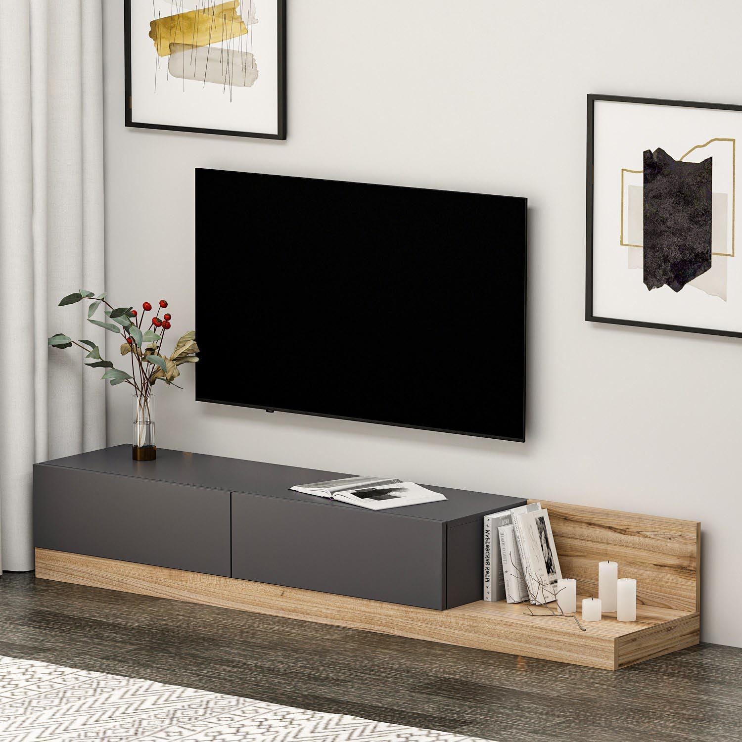 Majör - Anthracite, Walnut in Anthrazit Walnuss präsentiert im Onlineshop von KAQTU Design AG. Sideboard ist von Hanah Home