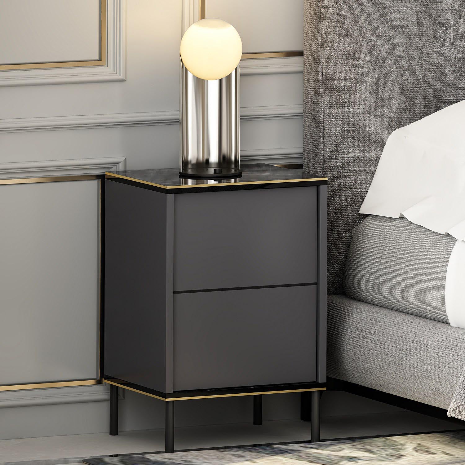 Imaj - Anthracite in Anthrazit präsentiert im Onlineshop von KAQTU Design AG. Nachttisch ist von Hanah Home