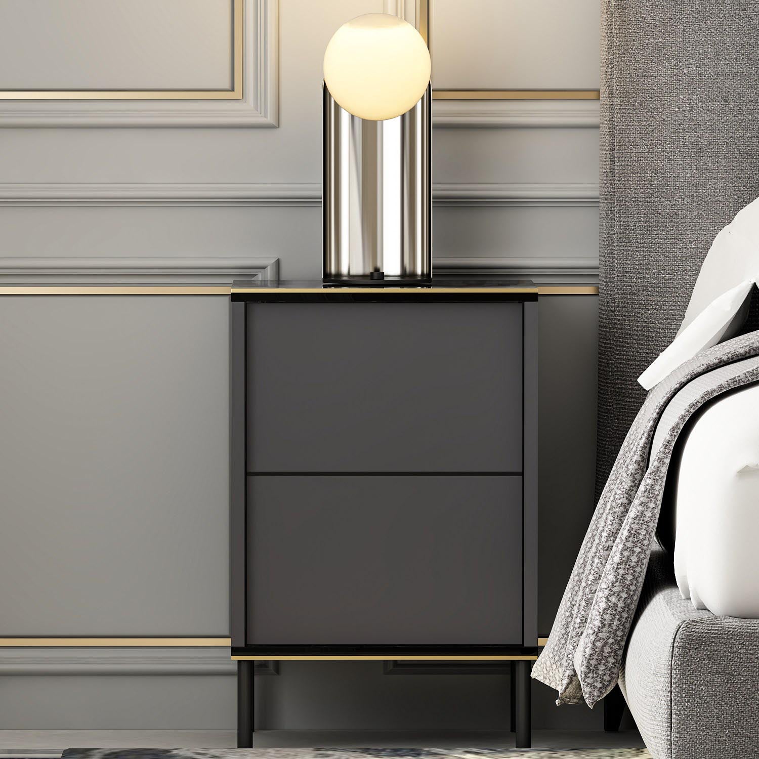 Imaj - Anthracite in Anthrazit präsentiert im Onlineshop von KAQTU Design AG. Nachttisch ist von Hanah Home
