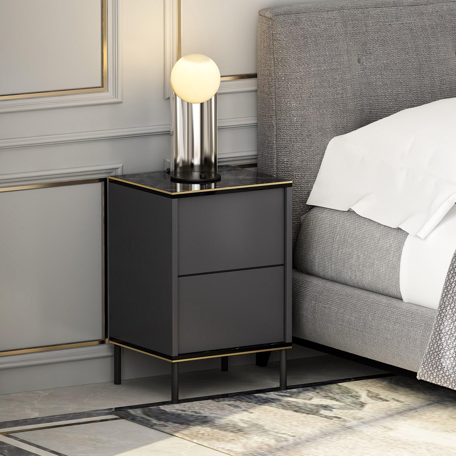 Imaj - Anthracite in Anthrazit präsentiert im Onlineshop von KAQTU Design AG. Nachttisch ist von Hanah Home