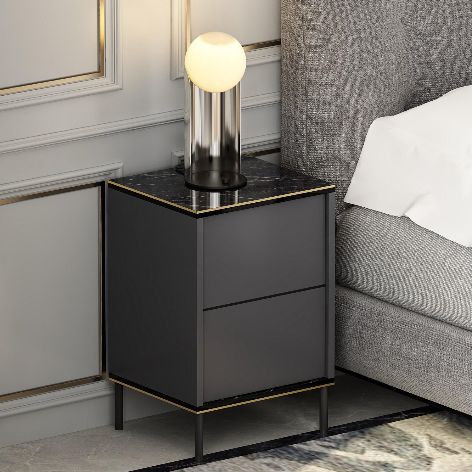 Imaj - Anthracite in Anthrazit präsentiert im Onlineshop von KAQTU Design AG. Nachttisch ist von Hanah Home