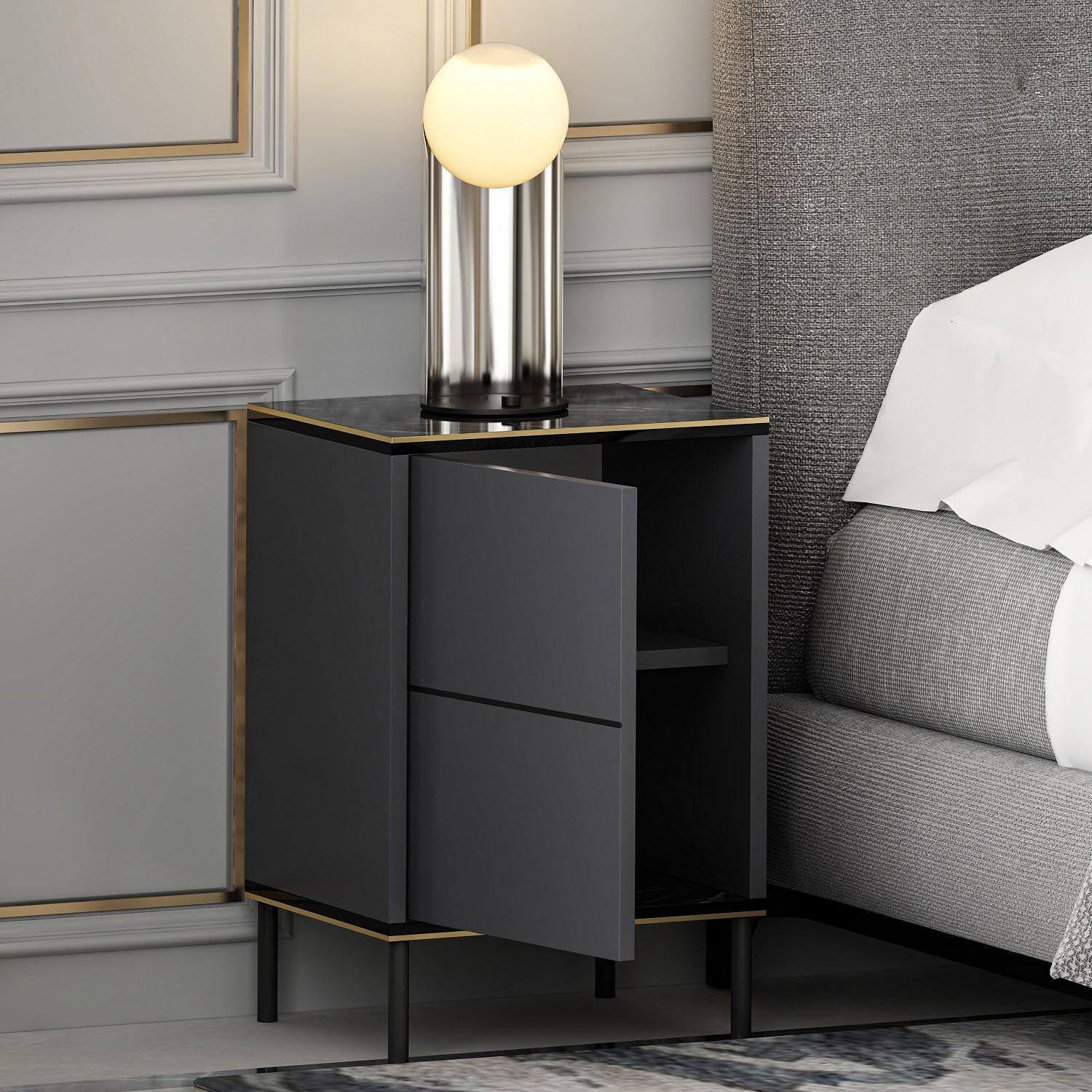 Imaj - Anthracite in Anthrazit präsentiert im Onlineshop von KAQTU Design AG. Nachttisch ist von Hanah Home