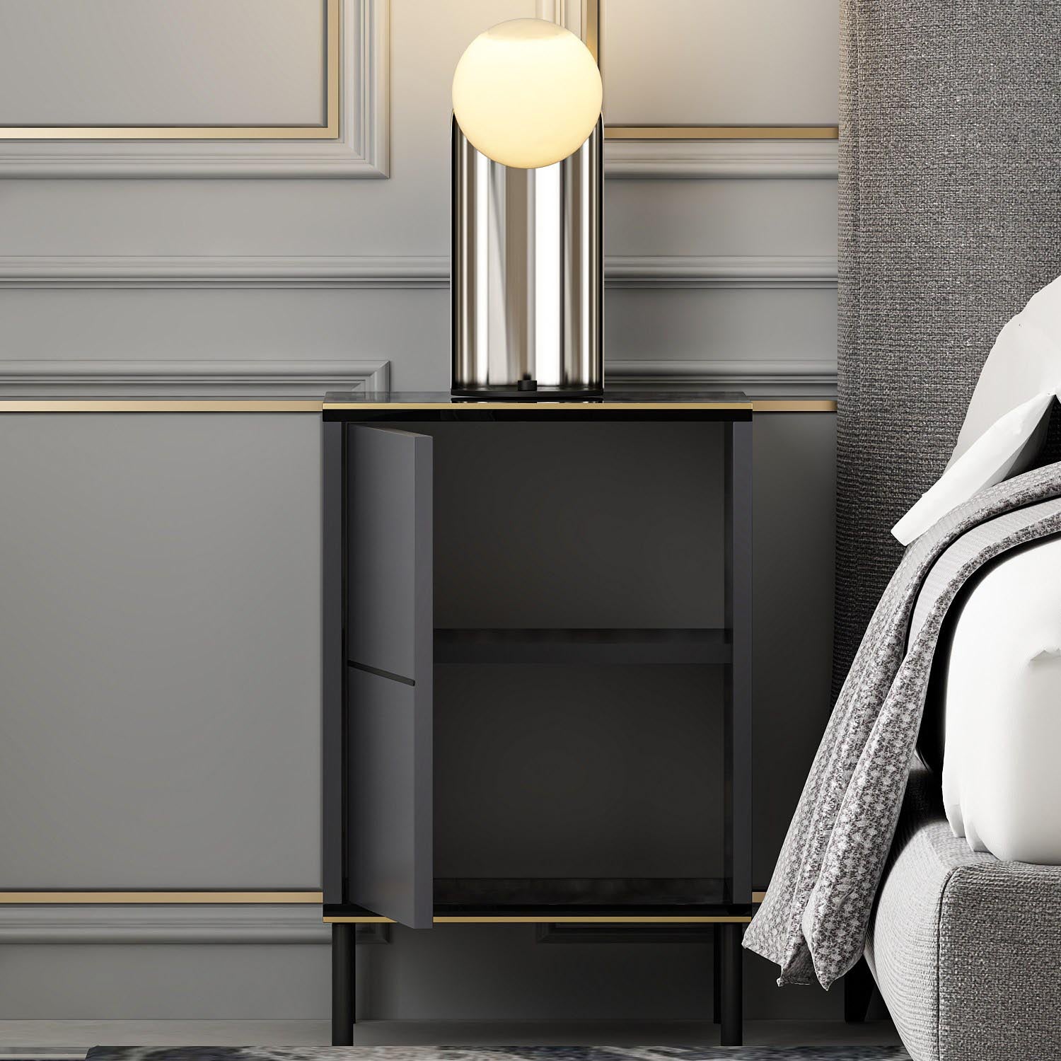 Imaj - Anthracite in Anthrazit präsentiert im Onlineshop von KAQTU Design AG. Nachttisch ist von Hanah Home
