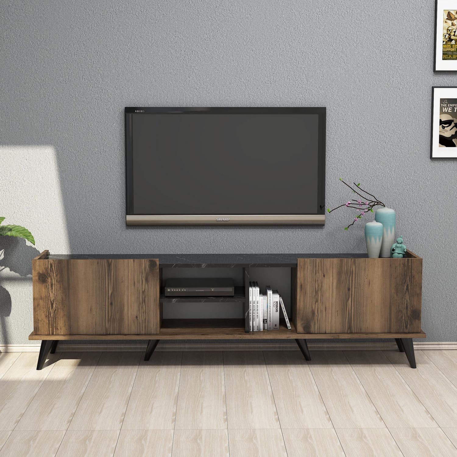 Elegante 1330 in Walnuss Schwarz präsentiert im Onlineshop von KAQTU Design AG. Sideboard ist von Hanah Home