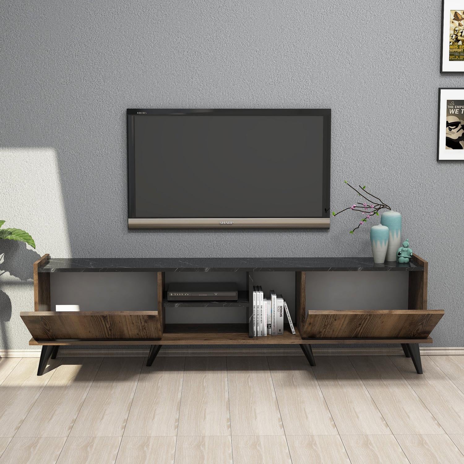Elegante 1330 in Walnuss Schwarz präsentiert im Onlineshop von KAQTU Design AG. Sideboard ist von Hanah Home