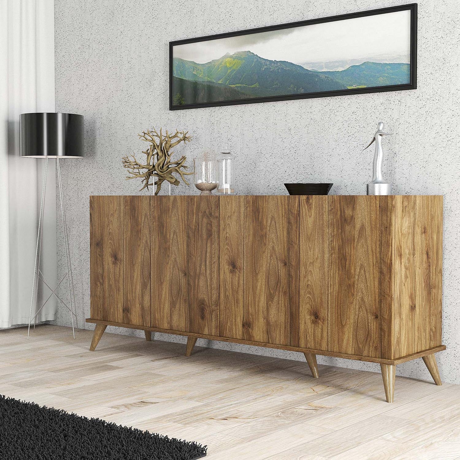 Elegante 1600 in Walnuss präsentiert im Onlineshop von KAQTU Design AG. High-Sideboard ist von Hanah Home