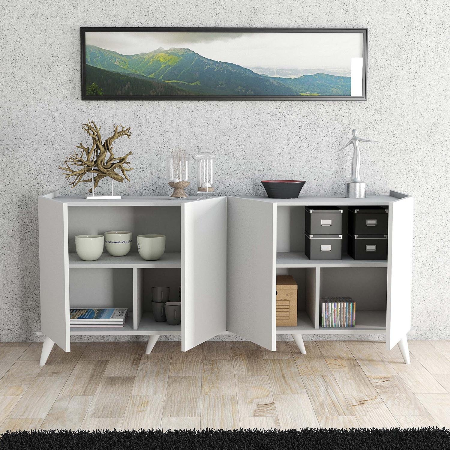 Elegante 1602 in Weiss präsentiert im Onlineshop von KAQTU Design AG. High-Sideboard ist von Hanah Home