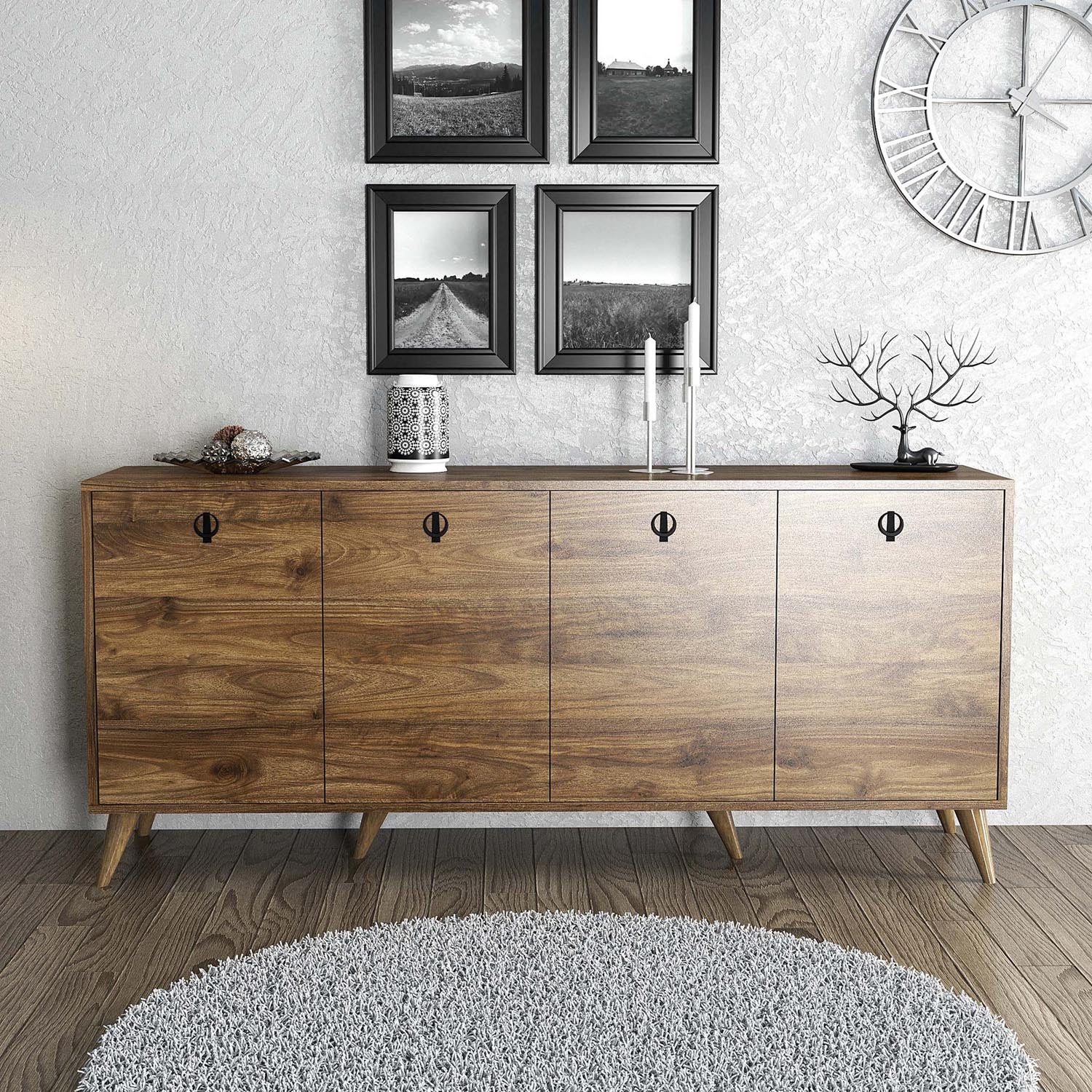 Elite 1610 in Walnuss präsentiert im Onlineshop von KAQTU Design AG. High-Sideboard ist von Hanah Home