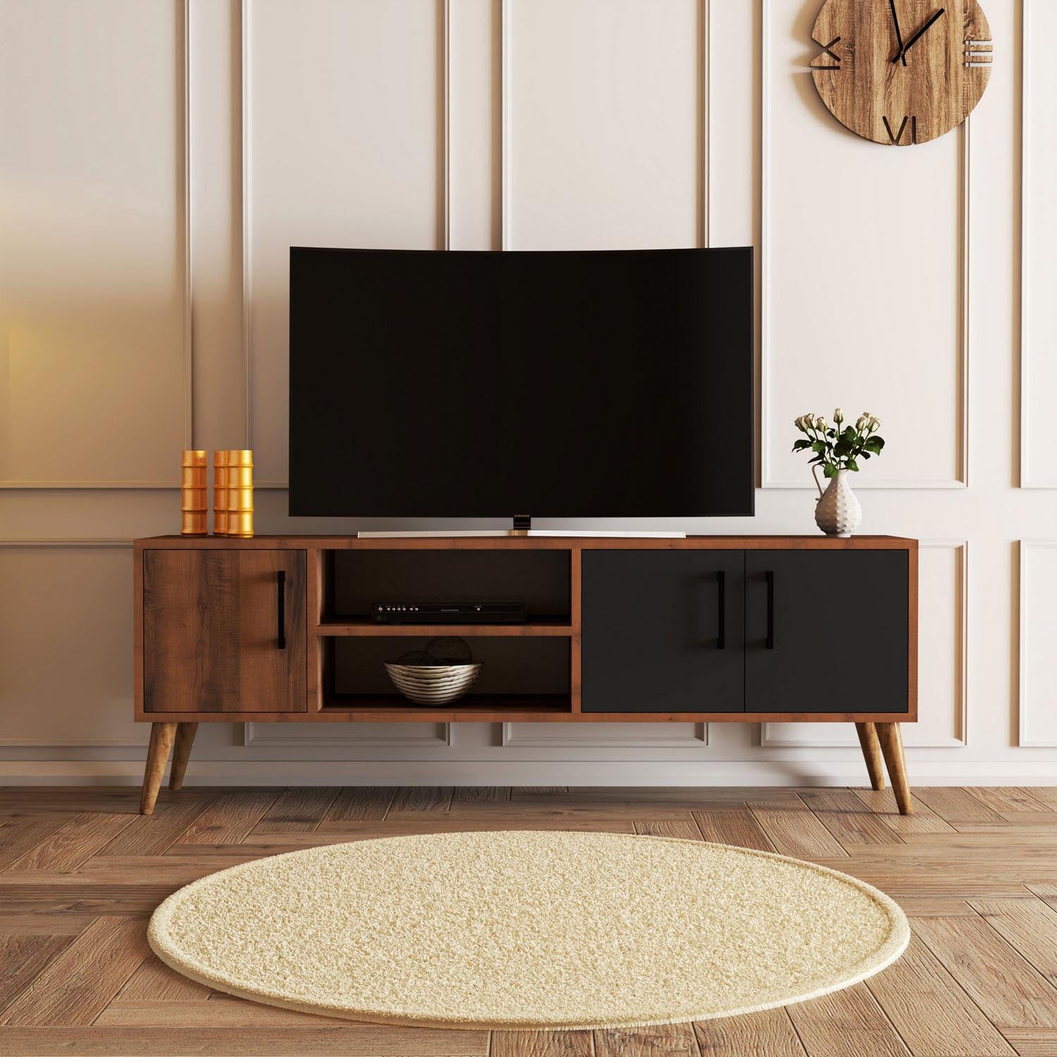 Exxen - 1580 in Walnuss
 Anthrazit präsentiert im Onlineshop von KAQTU Design AG. Sideboard ist von Hanah Home