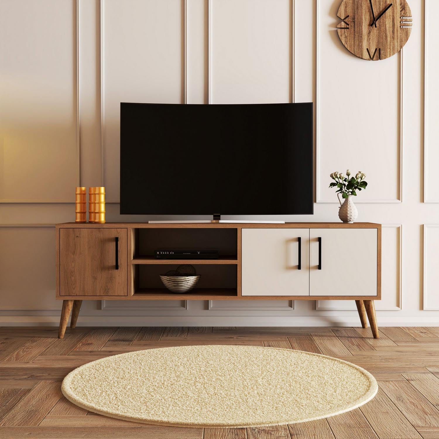 Exxen - 1584 in Eiche Weiss präsentiert im Onlineshop von KAQTU Design AG. Sideboard ist von Hanah Home
