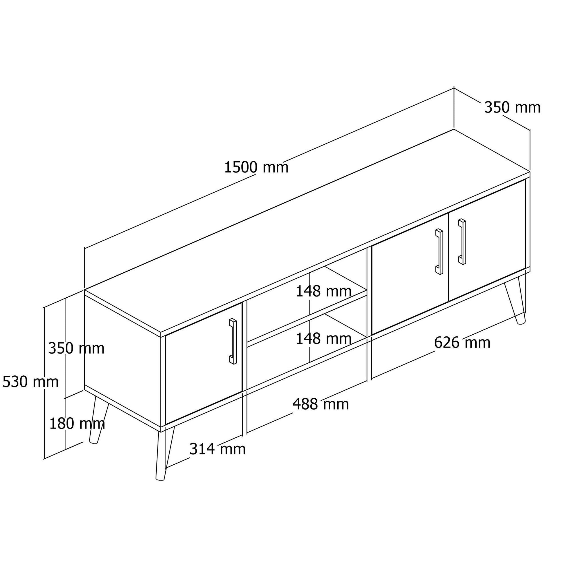 Exxen - 1584 in Eiche Weiss präsentiert im Onlineshop von KAQTU Design AG. Sideboard ist von Hanah Home