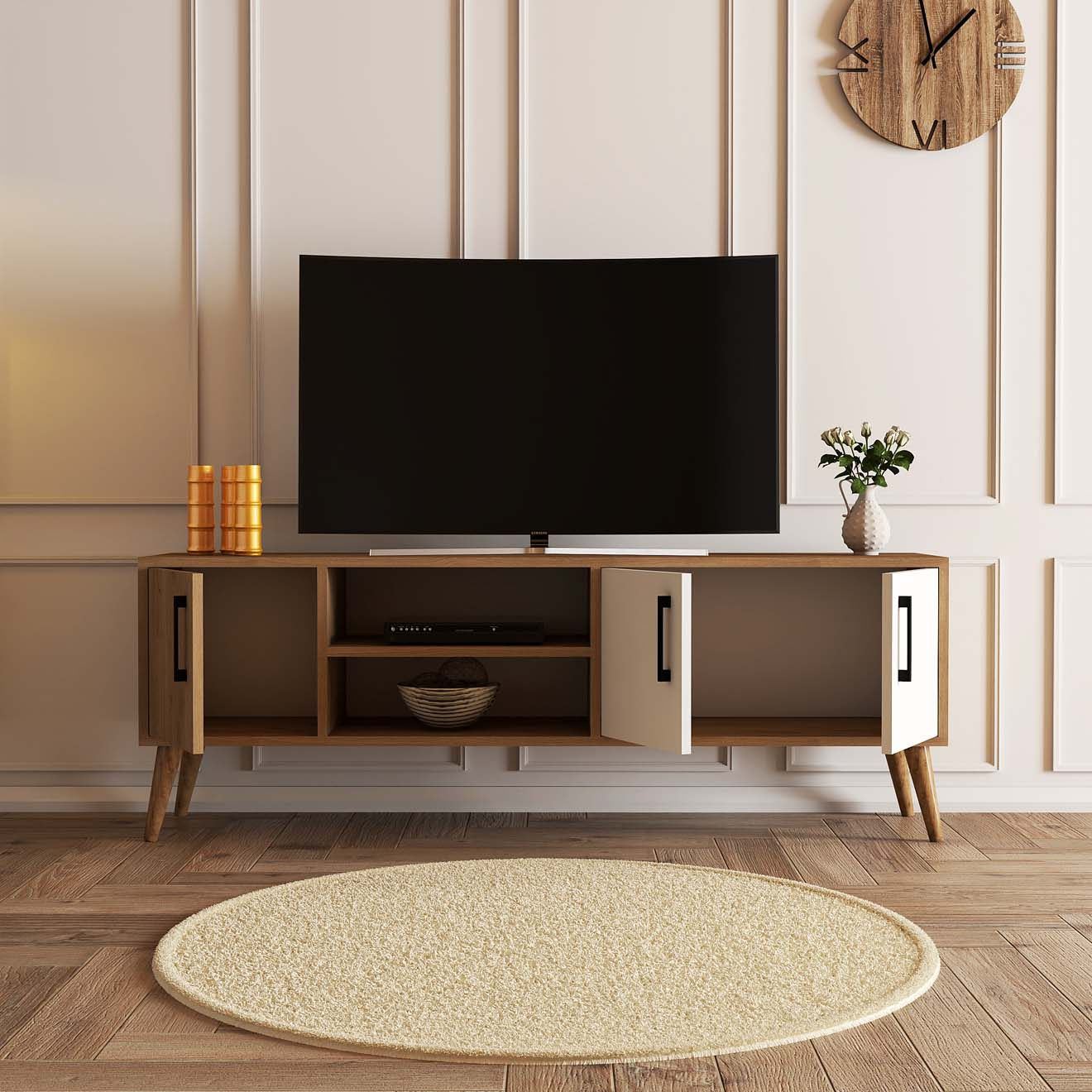 Exxen - 1584 in Eiche Weiss präsentiert im Onlineshop von KAQTU Design AG. Sideboard ist von Hanah Home