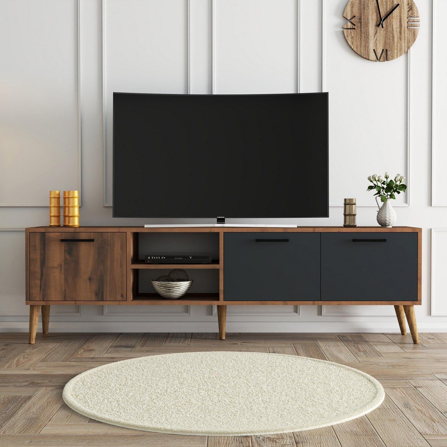 Exxen - 1581 in Walnuss
 Anthrazit präsentiert im Onlineshop von KAQTU Design AG. Sideboard ist von Hanah Home