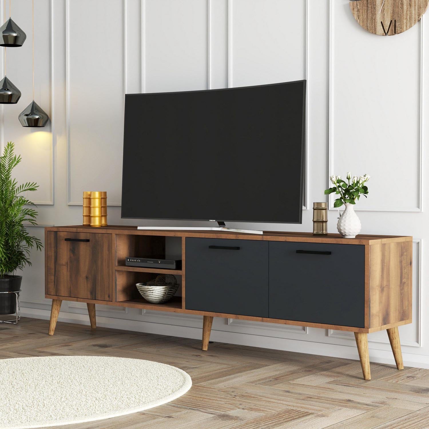 Exxen - 1581 in Walnuss
 Anthrazit präsentiert im Onlineshop von KAQTU Design AG. Sideboard ist von Hanah Home