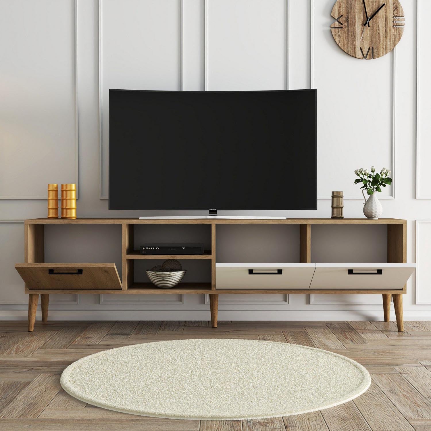 Exxen - 1585 in Eiche Weiss präsentiert im Onlineshop von KAQTU Design AG. Sideboard ist von Hanah Home