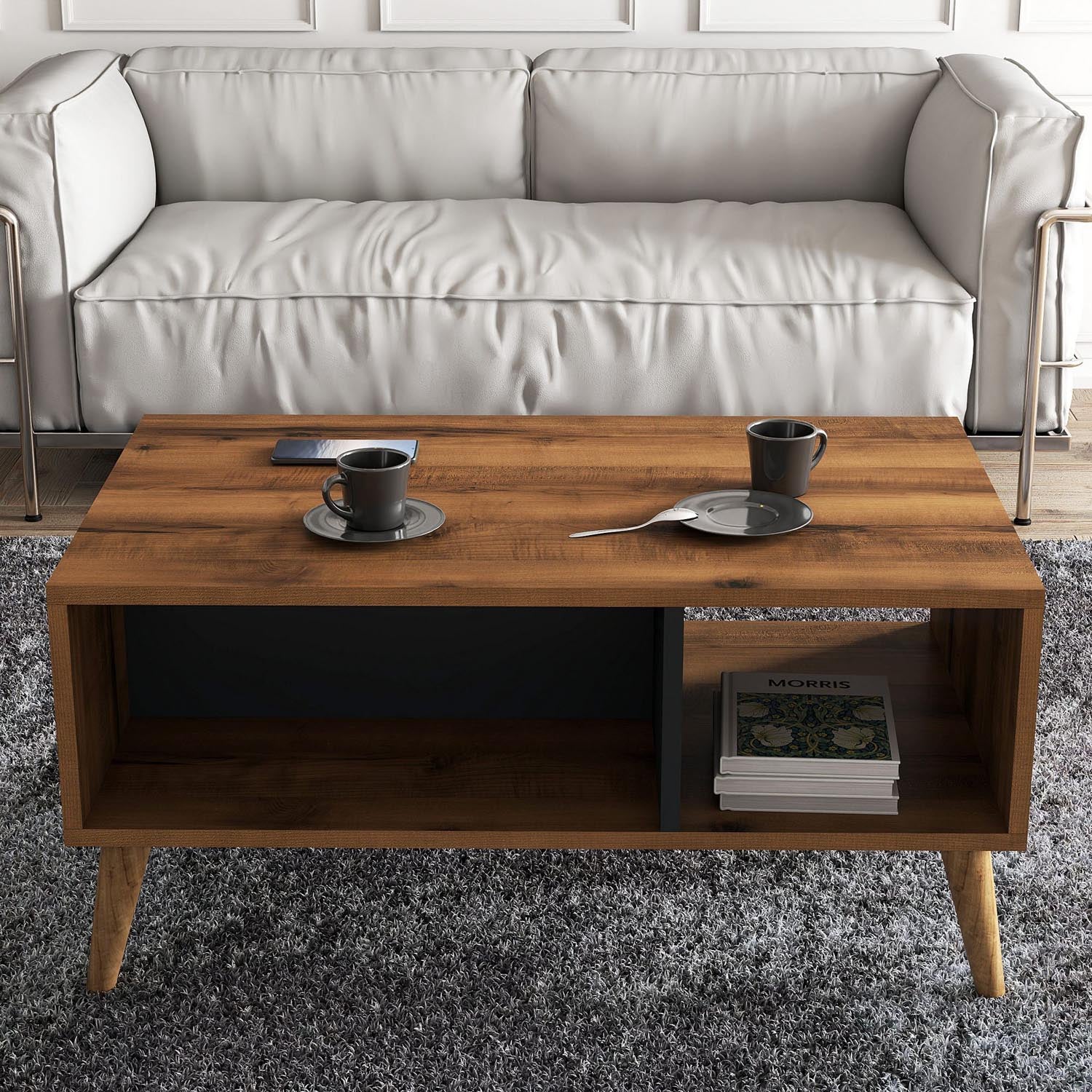 Exxen - 2070 in Walnuss
 Anthrazit präsentiert im Onlineshop von KAQTU Design AG. Beistelltisch ist von Hanah Home