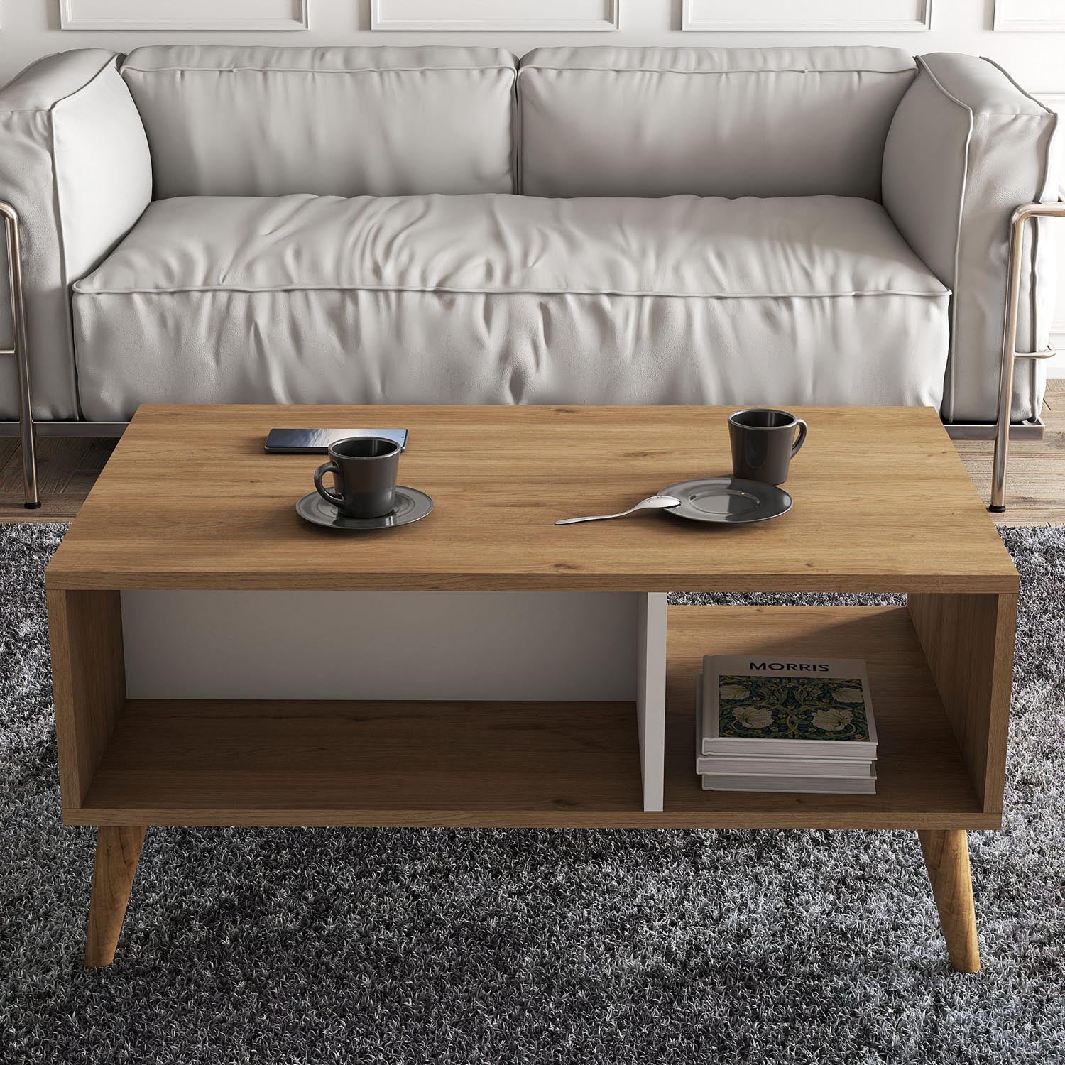 Exxen - 2074 in Eiche Weiss präsentiert im Onlineshop von KAQTU Design AG. Beistelltisch ist von Hanah Home