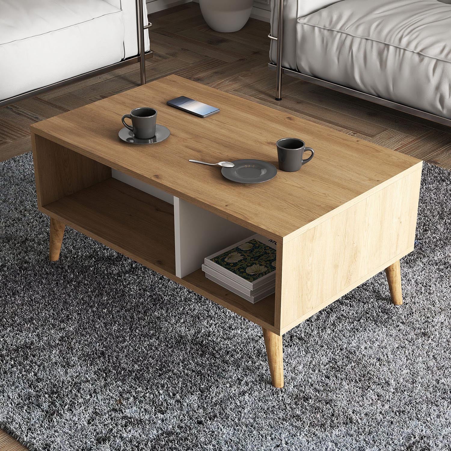 Exxen - 2074 in Eiche Weiss präsentiert im Onlineshop von KAQTU Design AG. Beistelltisch ist von Hanah Home