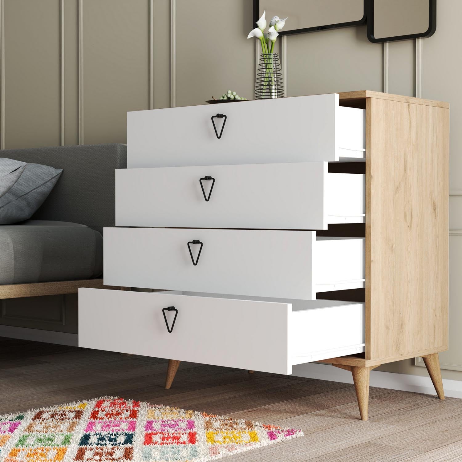 Versa-Ce 3616 in Eiche Weiss präsentiert im Onlineshop von KAQTU Design AG. Kommode ist von Hanah Home