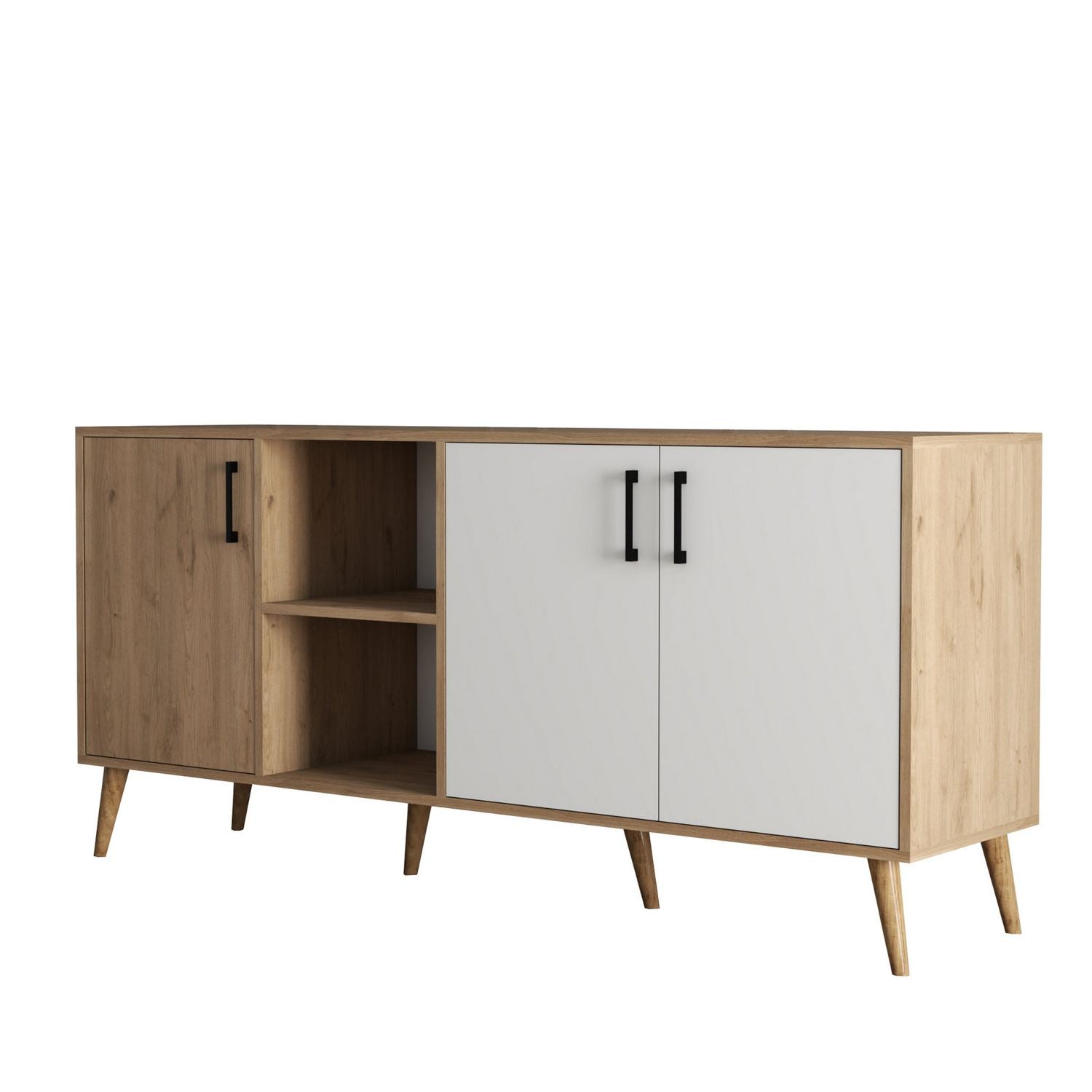 Exxen - 1624 in Eiche Weiss präsentiert im Onlineshop von KAQTU Design AG. High-Sideboard ist von Hanah Home
