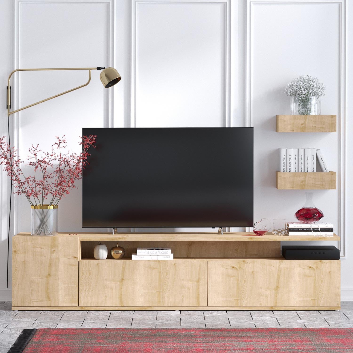 Alika in Eiche präsentiert im Onlineshop von KAQTU Design AG. TV-Möbel ist von Hanah Home