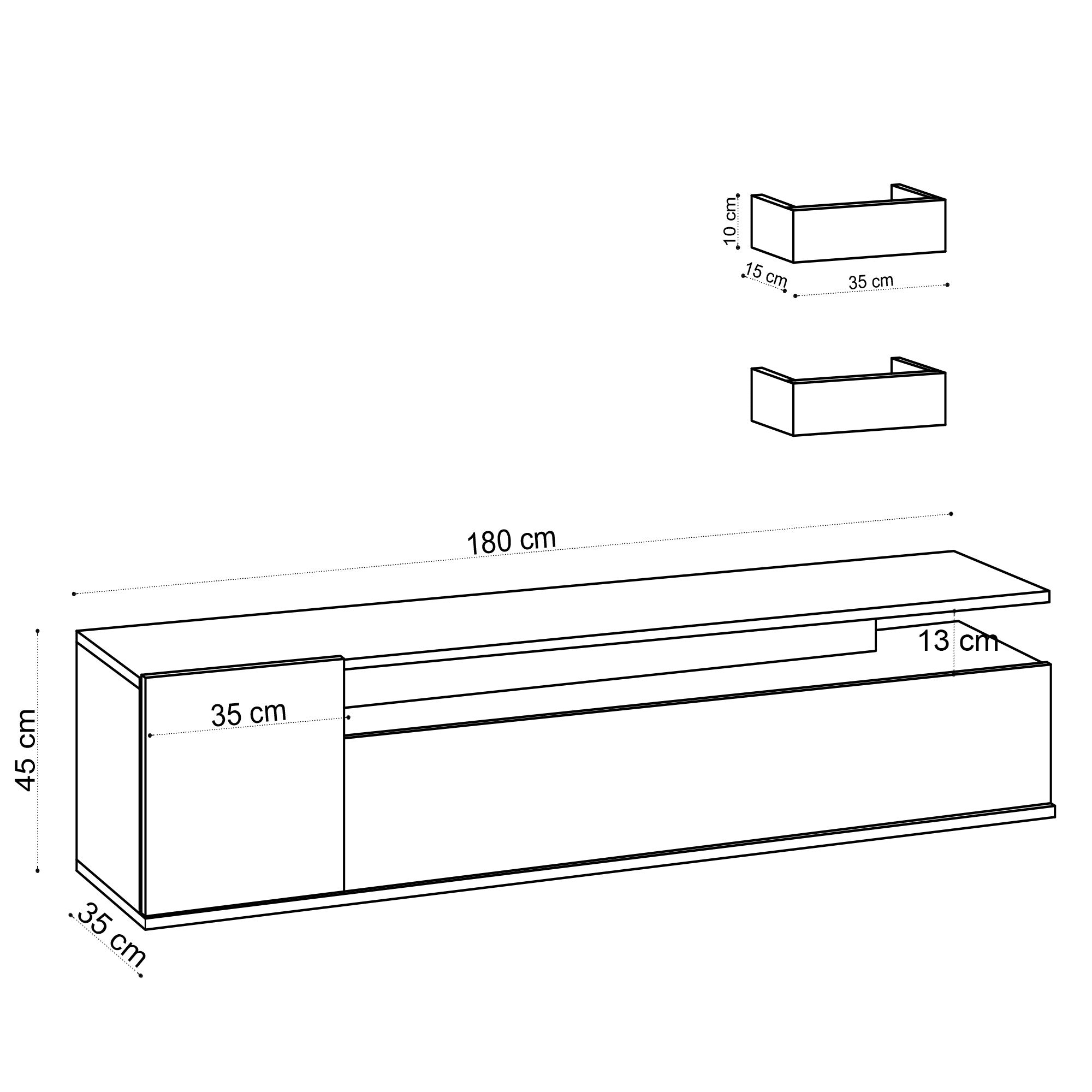 Alika in Eiche präsentiert im Onlineshop von KAQTU Design AG. TV-Möbel ist von Hanah Home