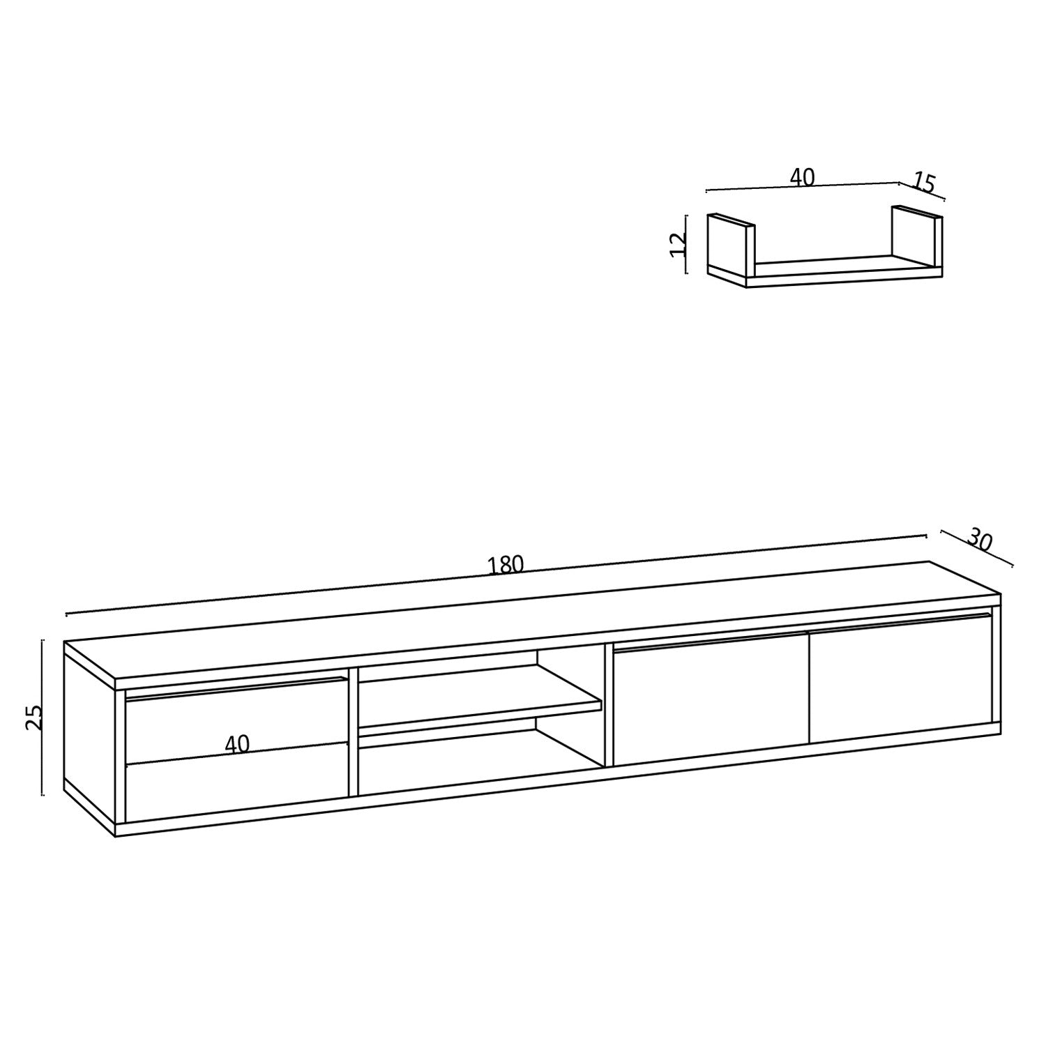 Alcor in Weiss präsentiert im Onlineshop von KAQTU Design AG. TV-Möbel ist von Hanah Home