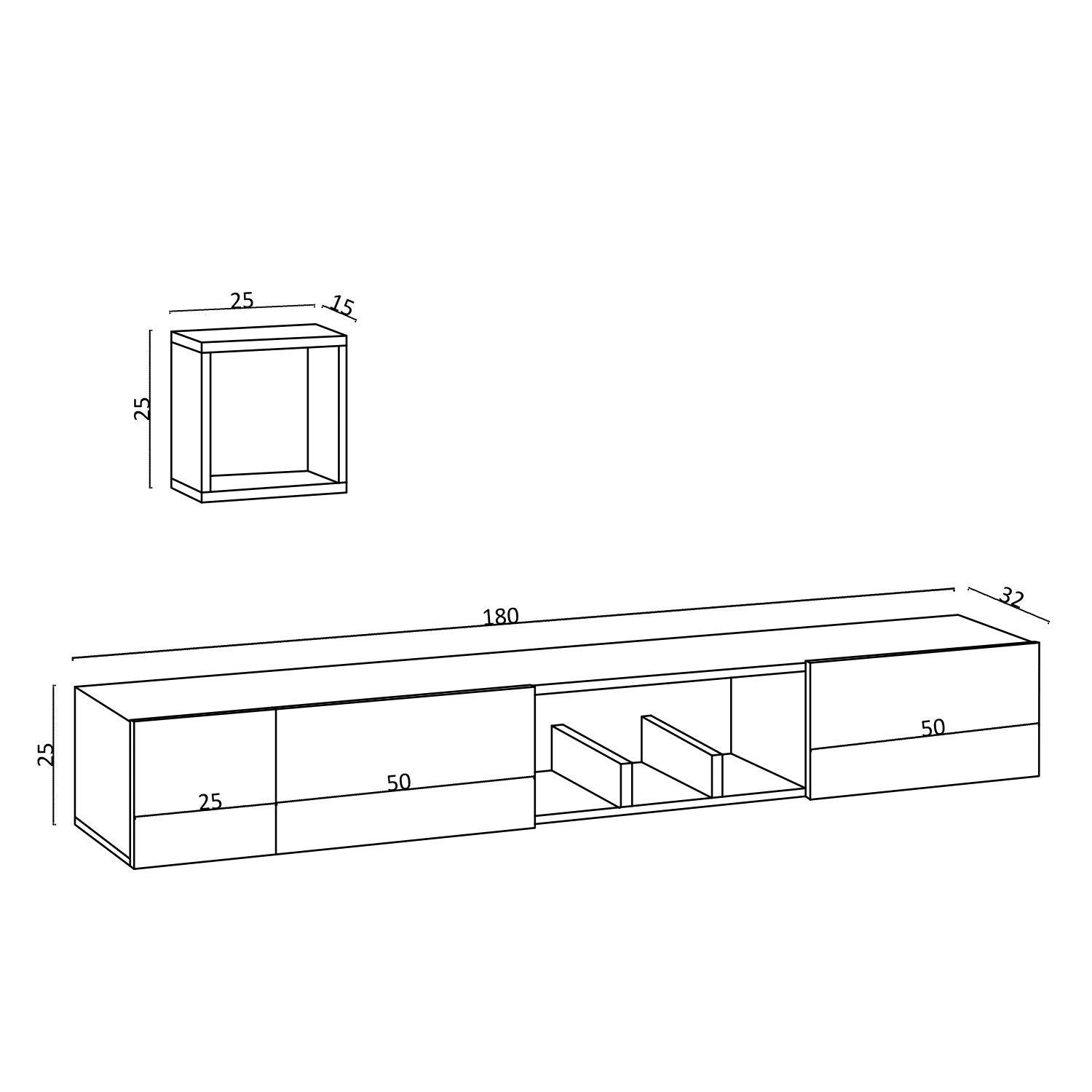 Avior in Saphir- Eiche präsentiert im Onlineshop von KAQTU Design AG. TV-Möbel ist von Hanah Home