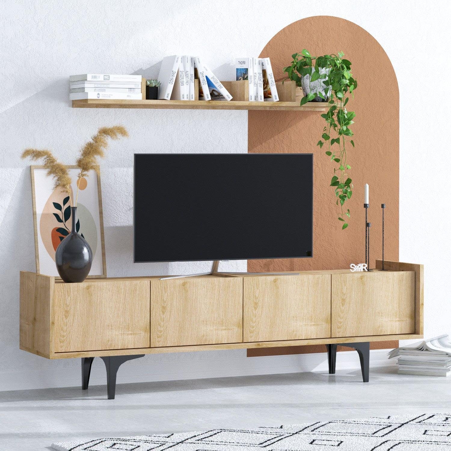 Cursa in Saphir- Eiche präsentiert im Onlineshop von KAQTU Design AG. TV-Möbel ist von Hanah Home
