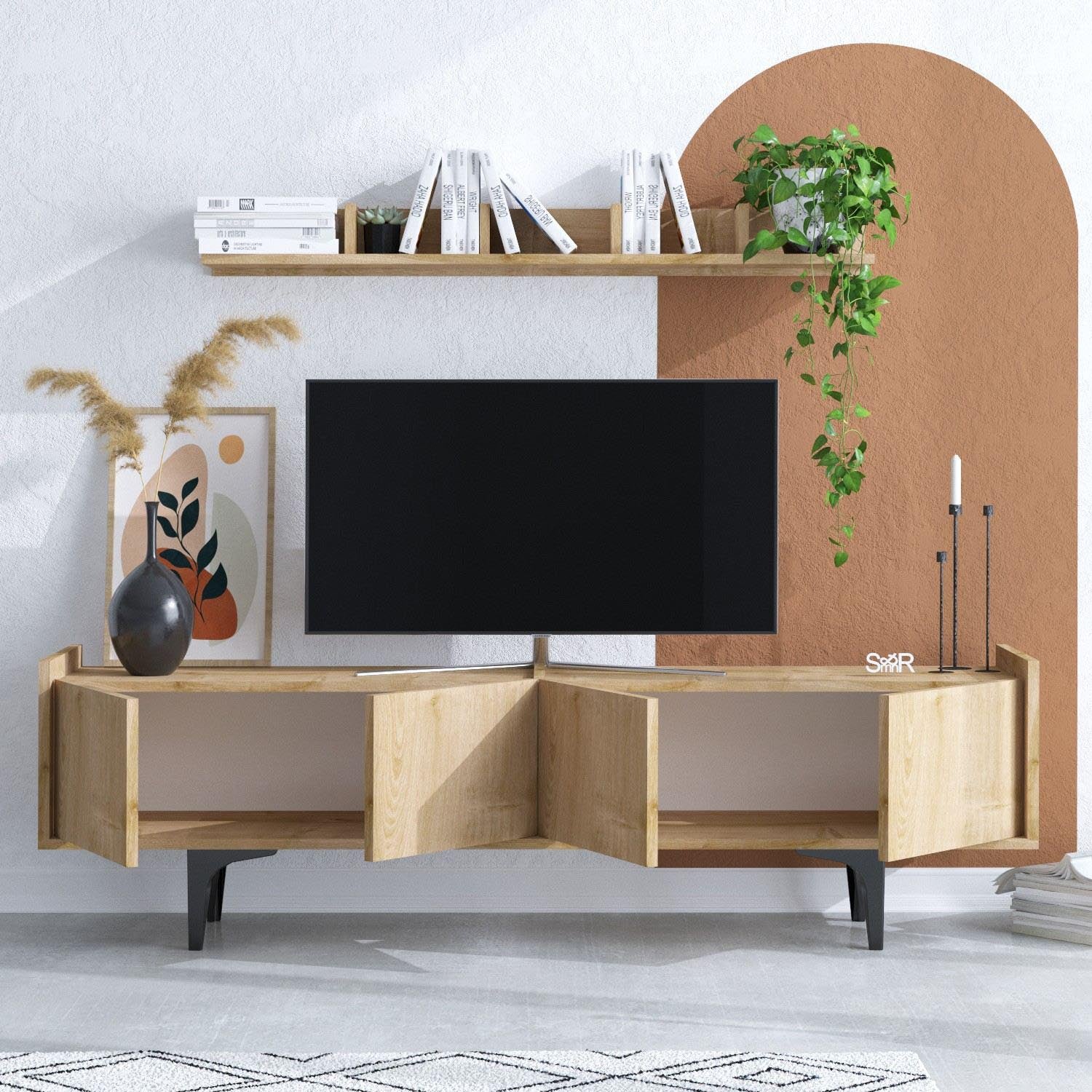 Cursa in Saphir- Eiche präsentiert im Onlineshop von KAQTU Design AG. TV-Möbel ist von Hanah Home
