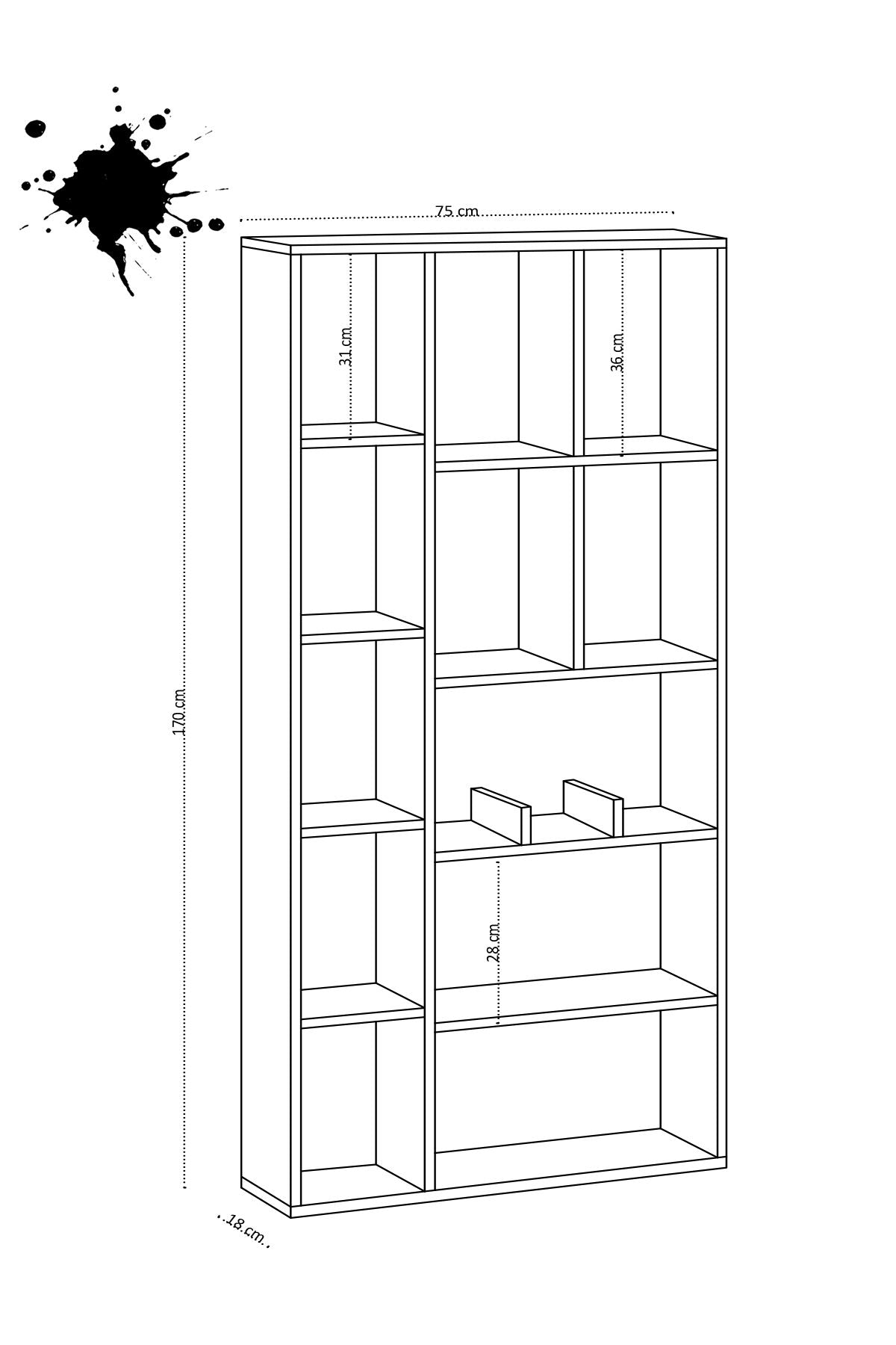 Demios - Dec0067 in Saphir- Eiche präsentiert im Onlineshop von KAQTU Design AG. Bücherregal ist von Hanah Home