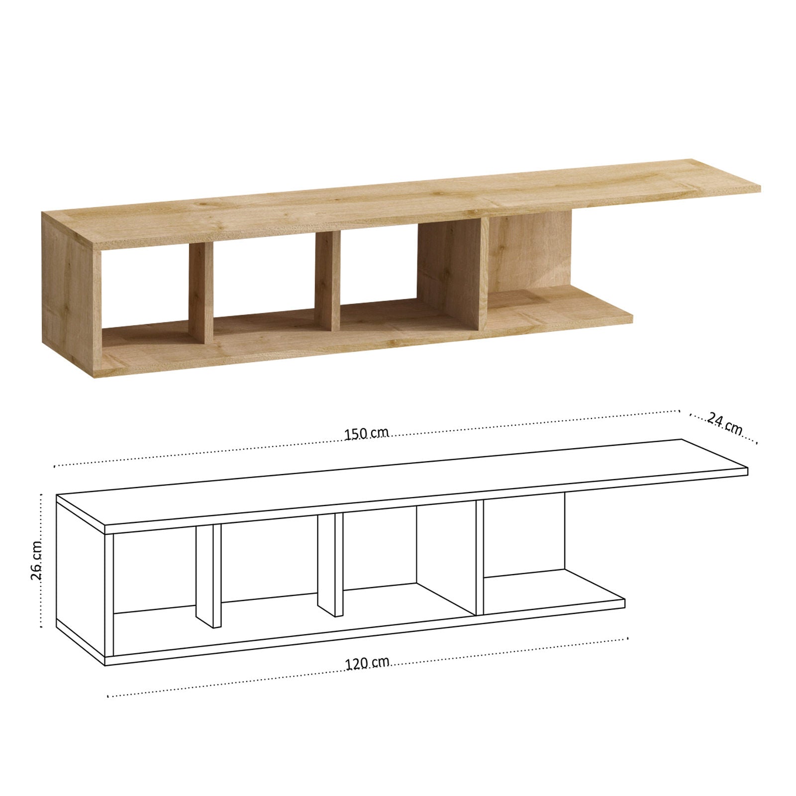 Pan - Dec0069 in Saphir- Eiche präsentiert im Onlineshop von KAQTU Design AG. Sideboard ist von Hanah Home