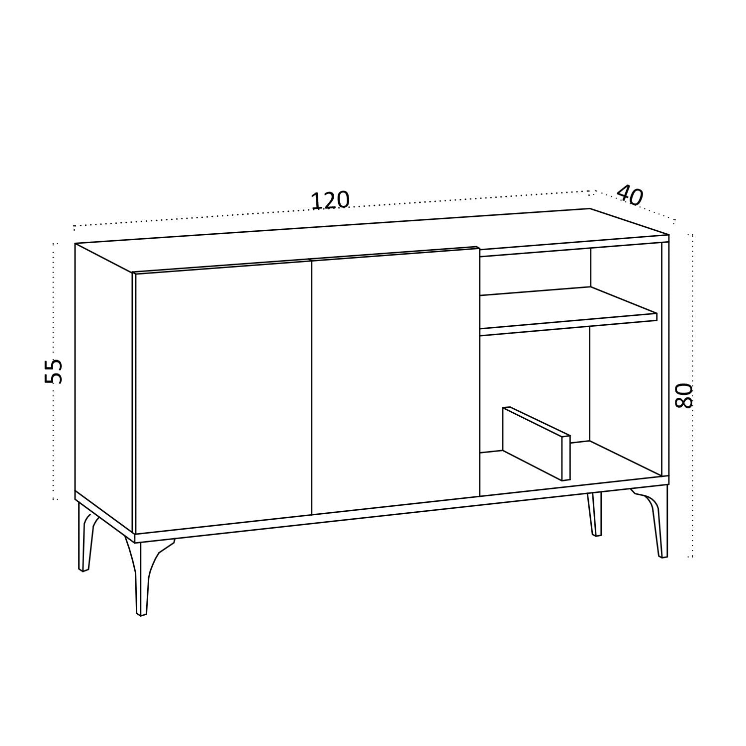 Oscar - Dec0073 in Saphir- Eiche Schwarz präsentiert im Onlineshop von KAQTU Design AG. High-Sideboard ist von Hanah Home