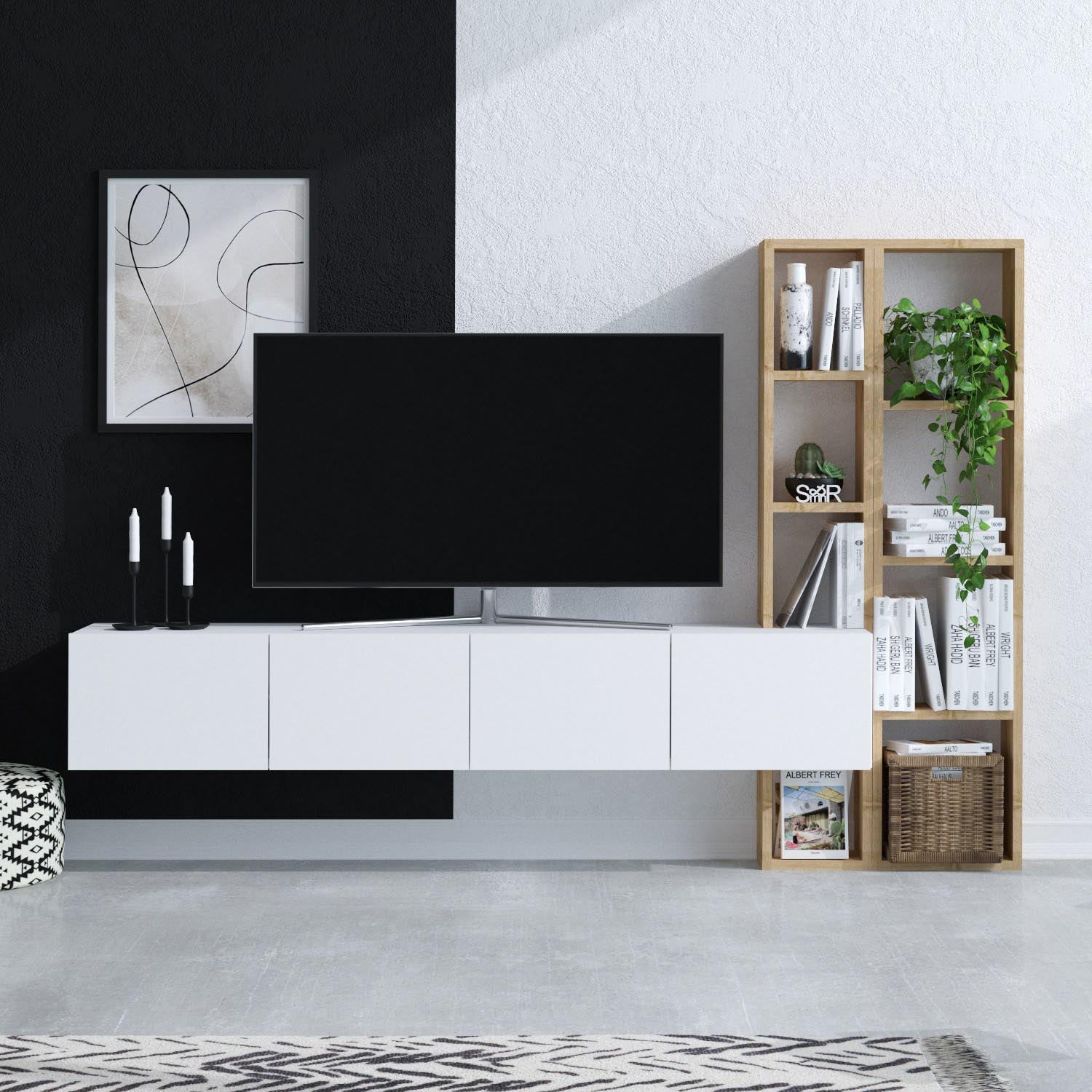 Pana in Weisseiche präsentiert im Onlineshop von KAQTU Design AG. TV-Möbel ist von Hanah Home