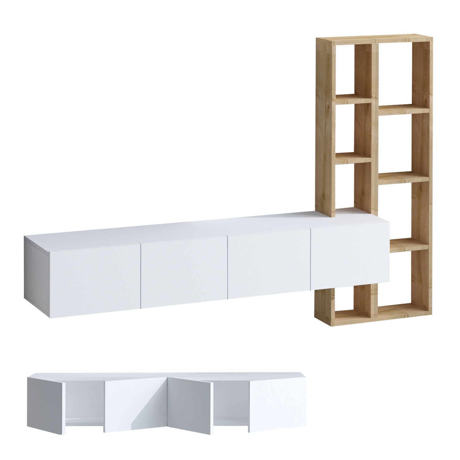 Pana in Weisseiche präsentiert im Onlineshop von KAQTU Design AG. TV-Möbel ist von Hanah Home