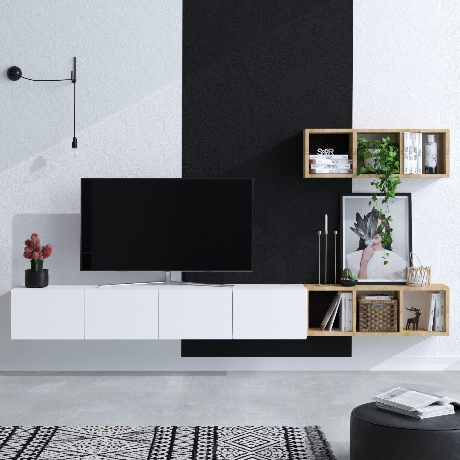Pıa in Weisseiche präsentiert im Onlineshop von KAQTU Design AG. TV-Möbel ist von Hanah Home