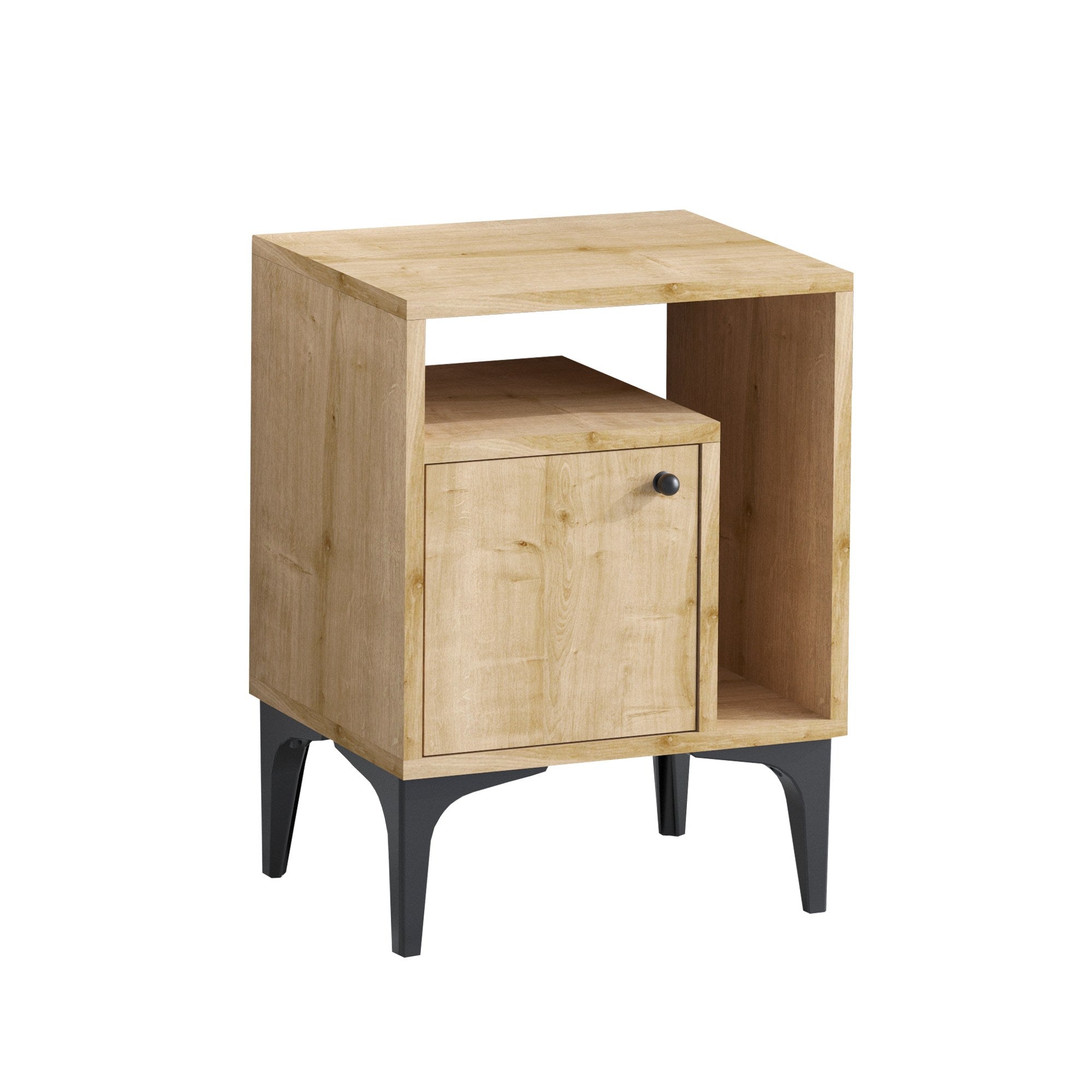 Nuno in Saphir- Eiche präsentiert im Onlineshop von KAQTU Design AG. Nachttisch ist von Hanah Home